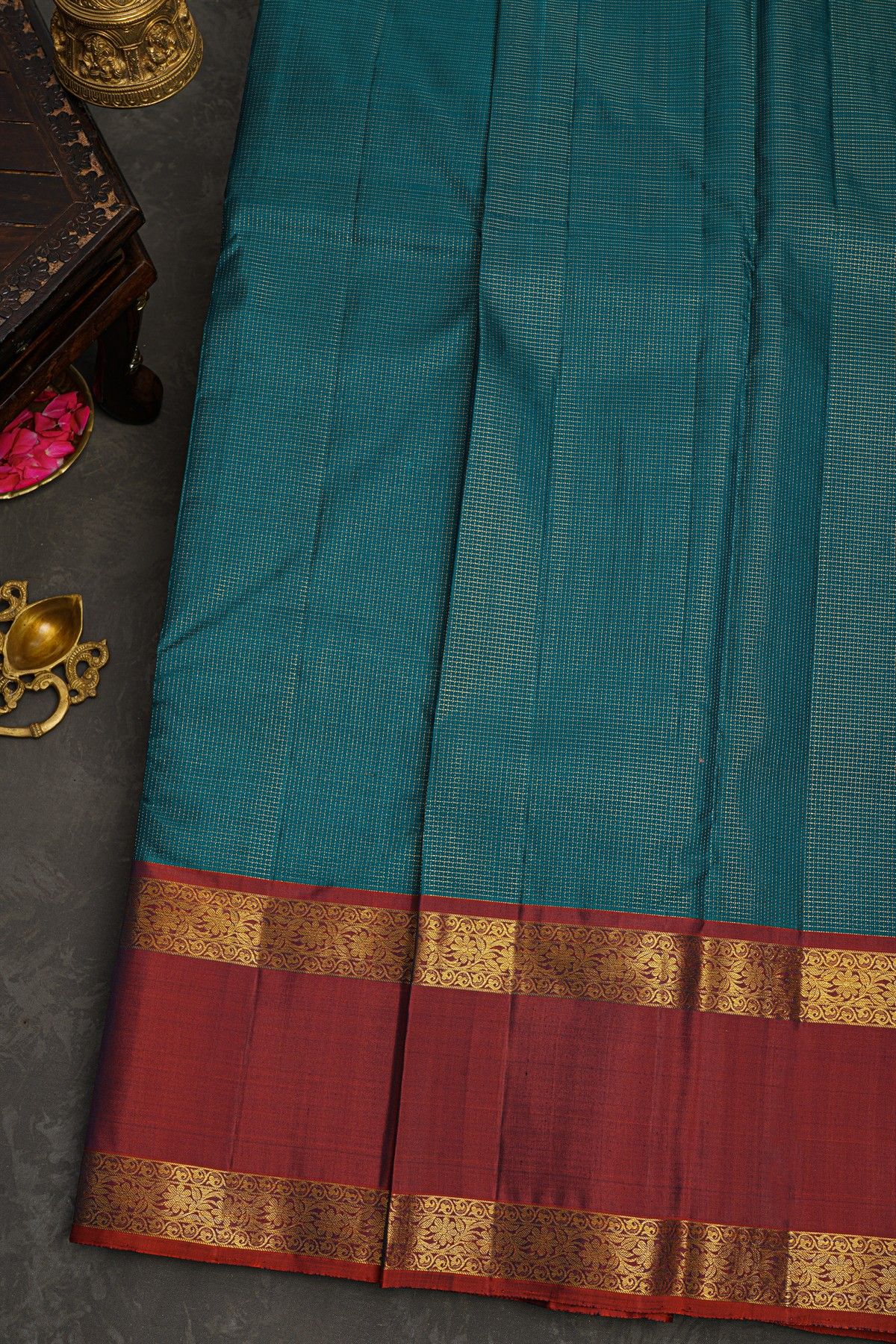 Kancheepuram Silk Teal Blue Saree