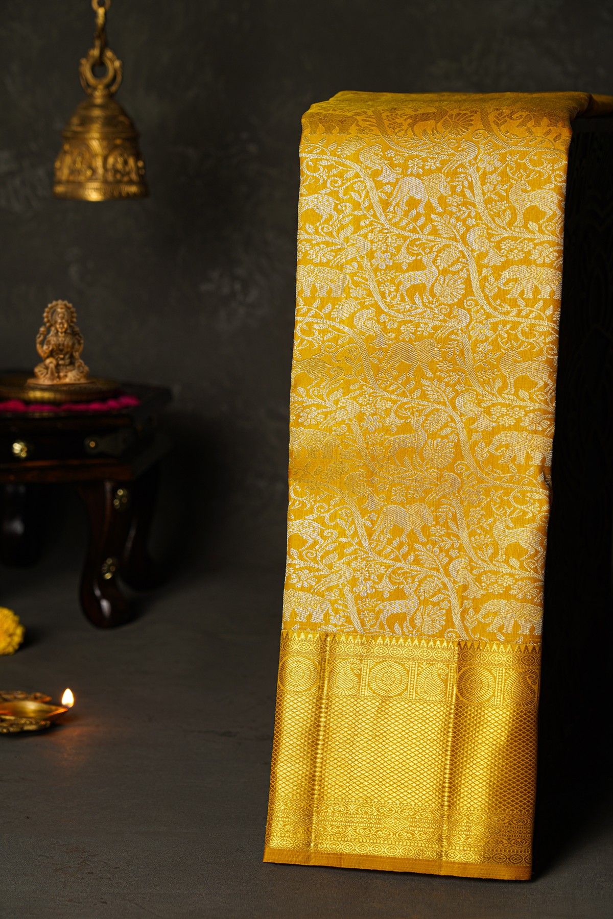 Kancheepuram Silk Mustard Saree