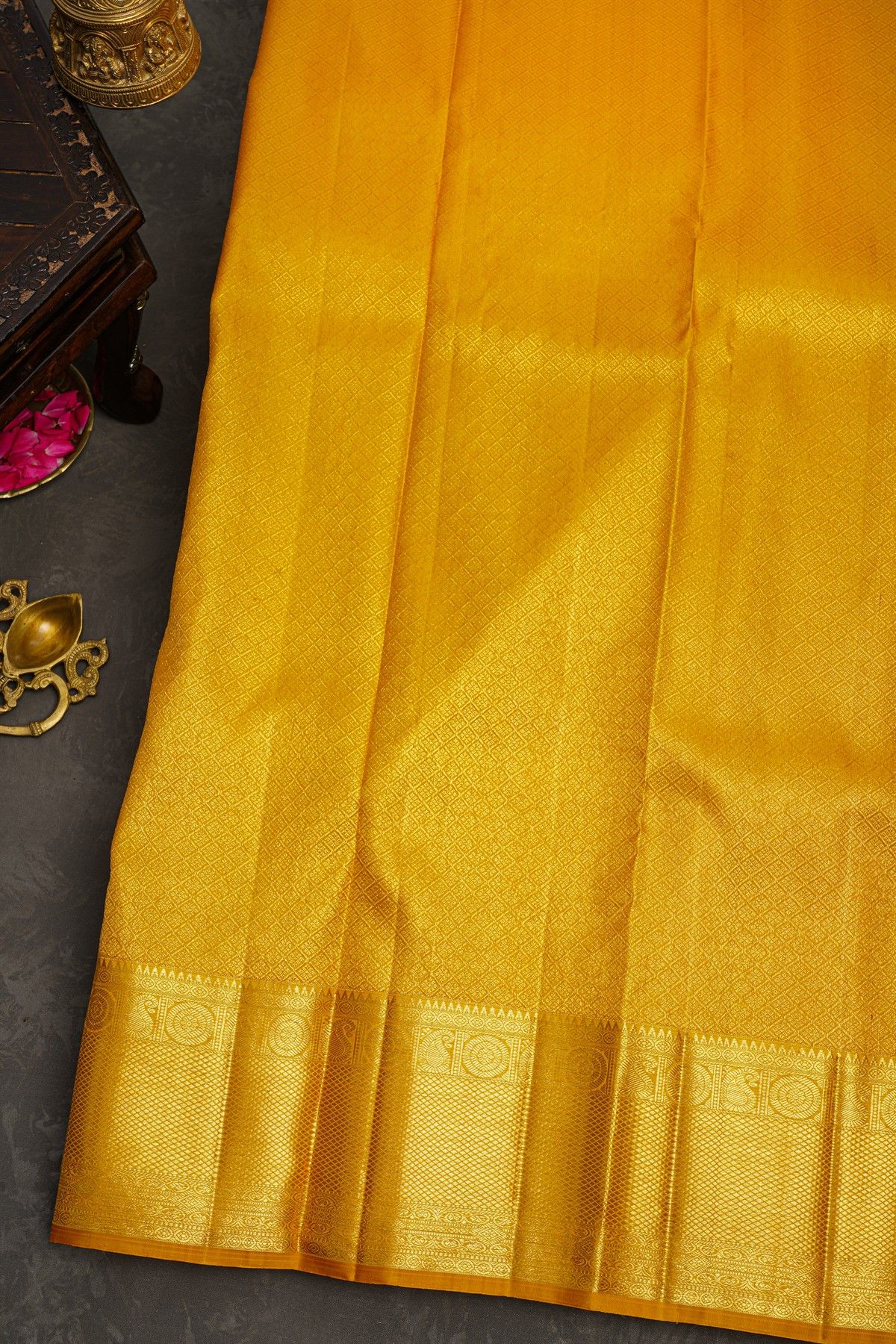 Kancheepuram Silk Mustard Saree