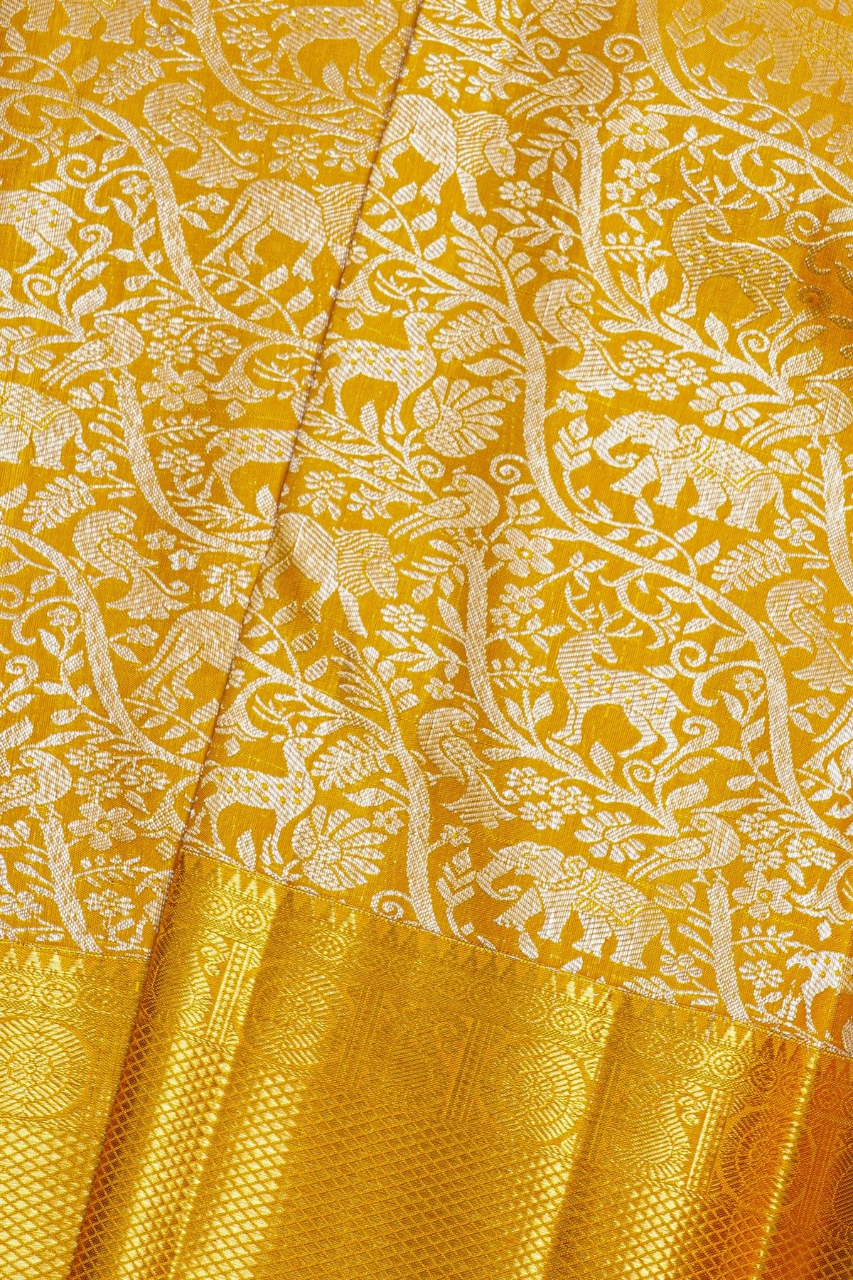 Kancheepuram Silk Mustard Saree