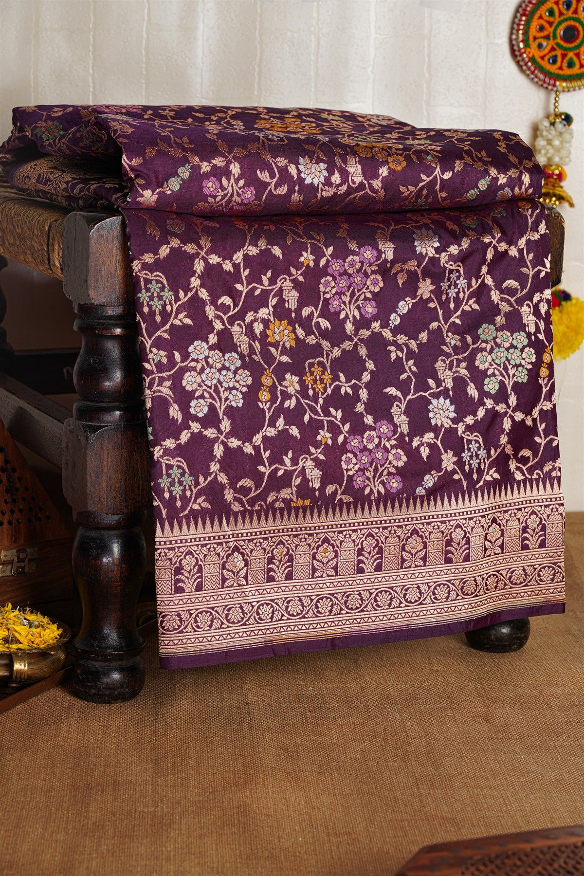 Banarasi Silk Wine Saree