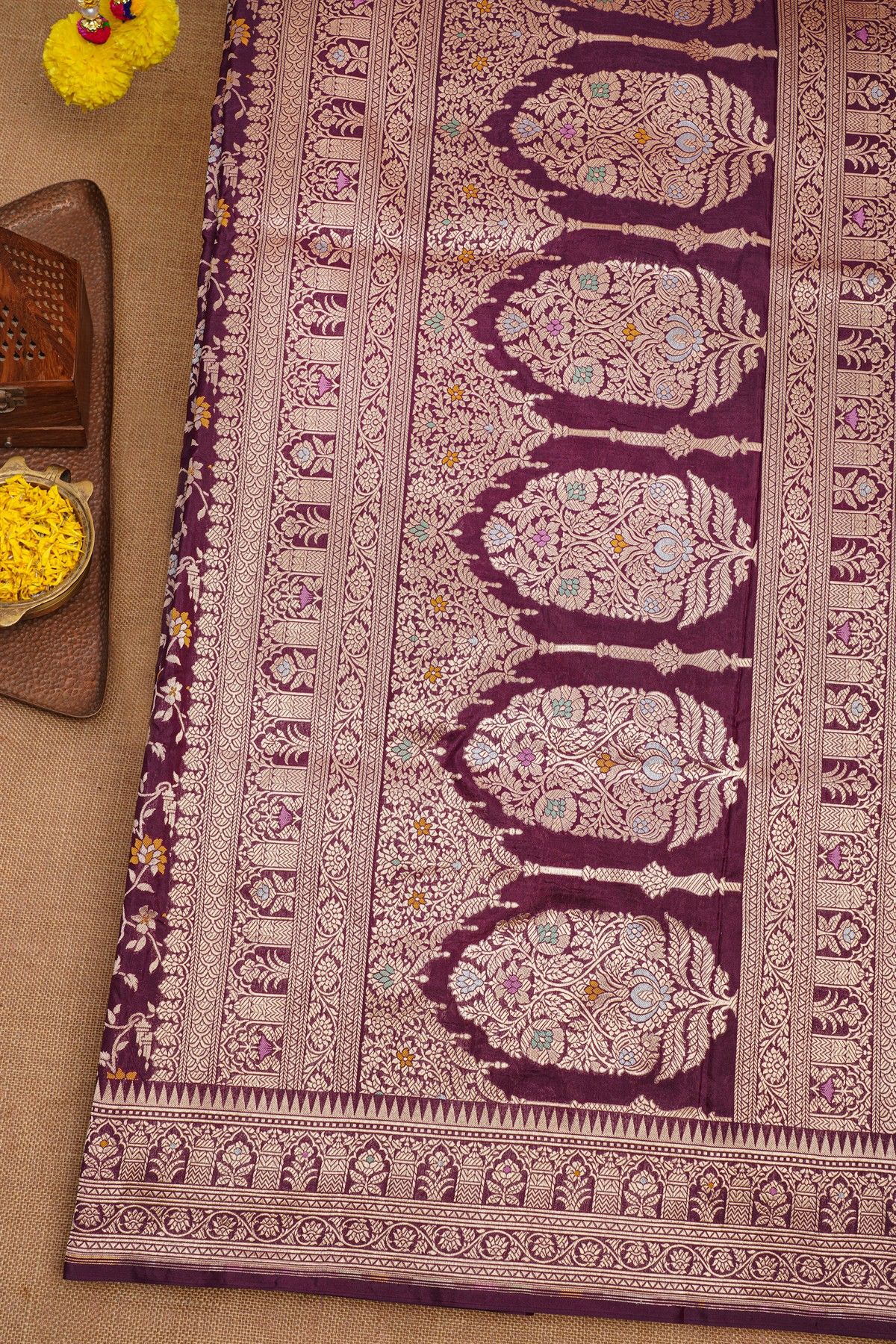 Banarasi Silk Wine Saree