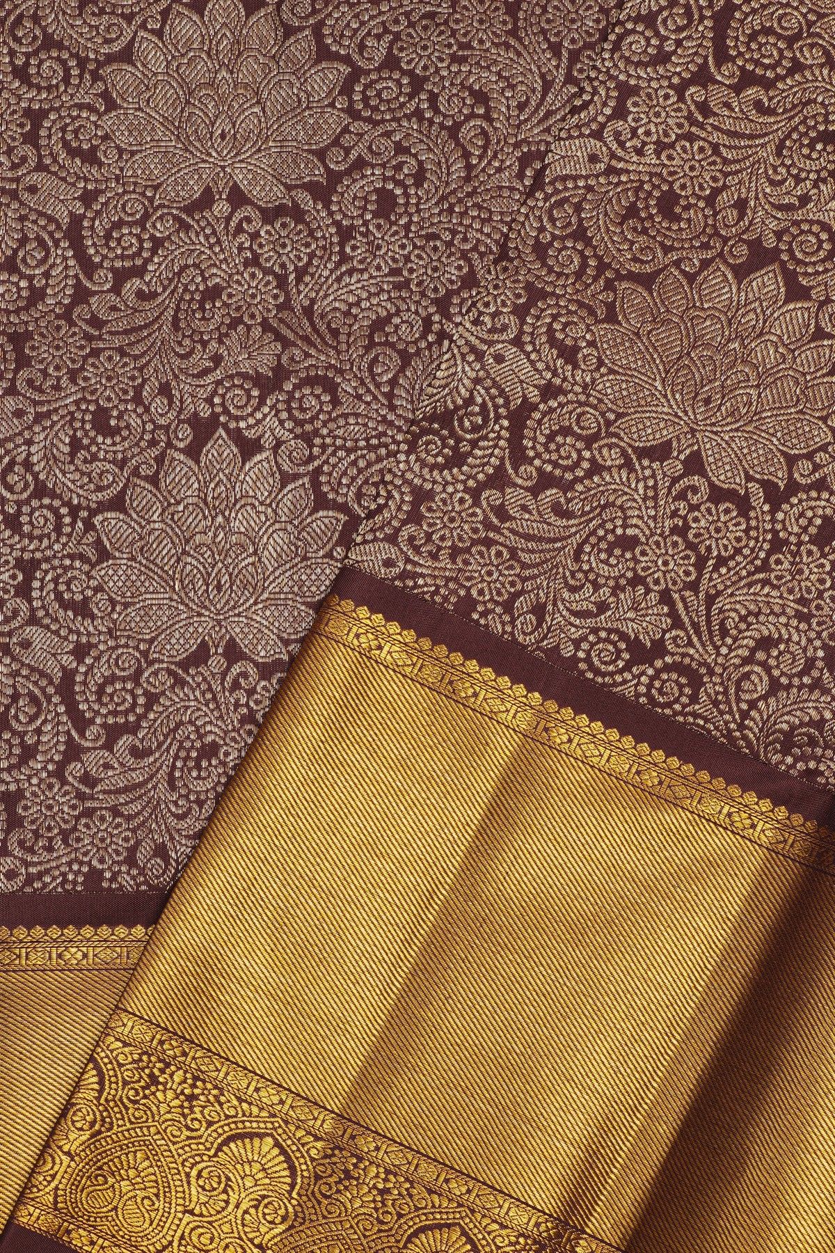 Kancheepuram Silk Brown Saree