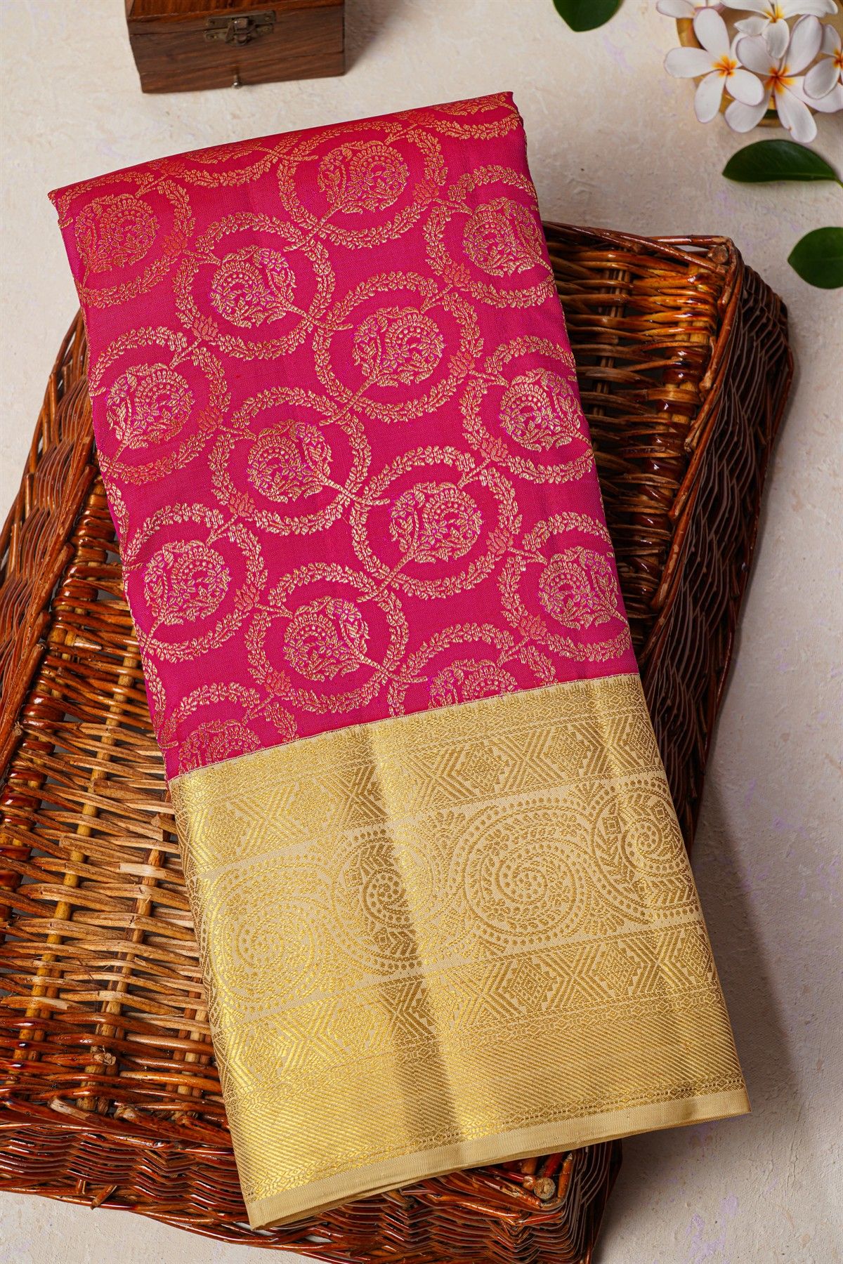 Kancheepuram Silk Rani Pink Saree