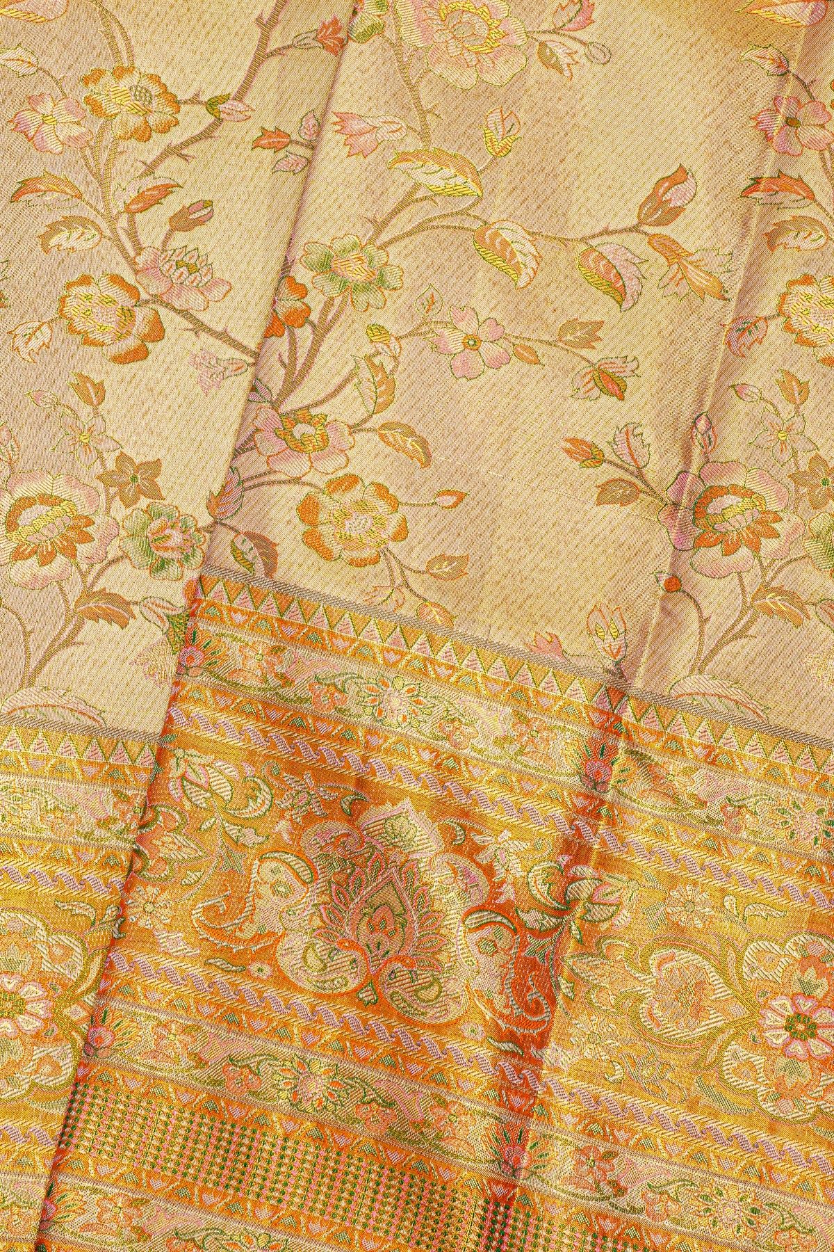 Kancheepuram Tissue Meenakari Dual Colour Saree