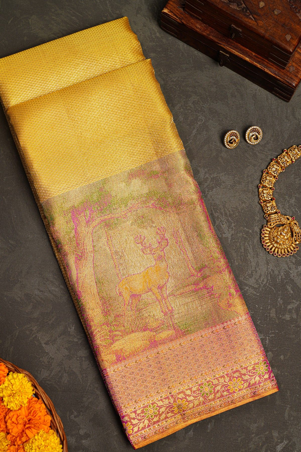 Kancheepuram Tissue Gold Saree