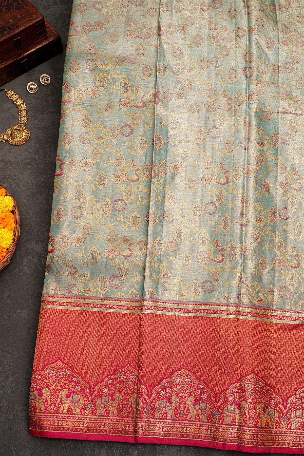 Kancheepuram Tissue Blue Saree