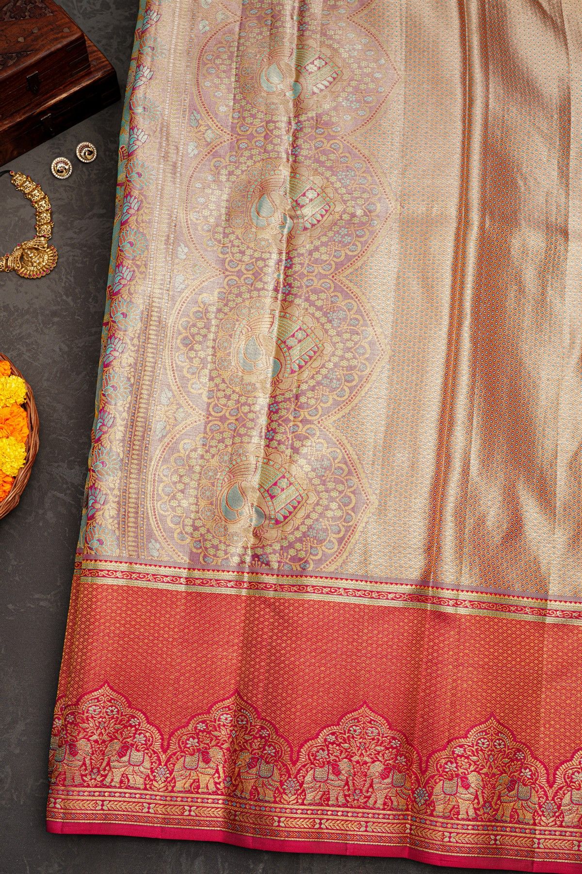 Kancheepuram Tissue Blue Saree