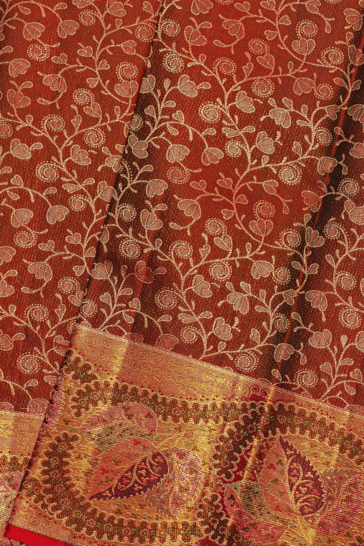 Kancheepuram Silk Meenakari Maroon Saree