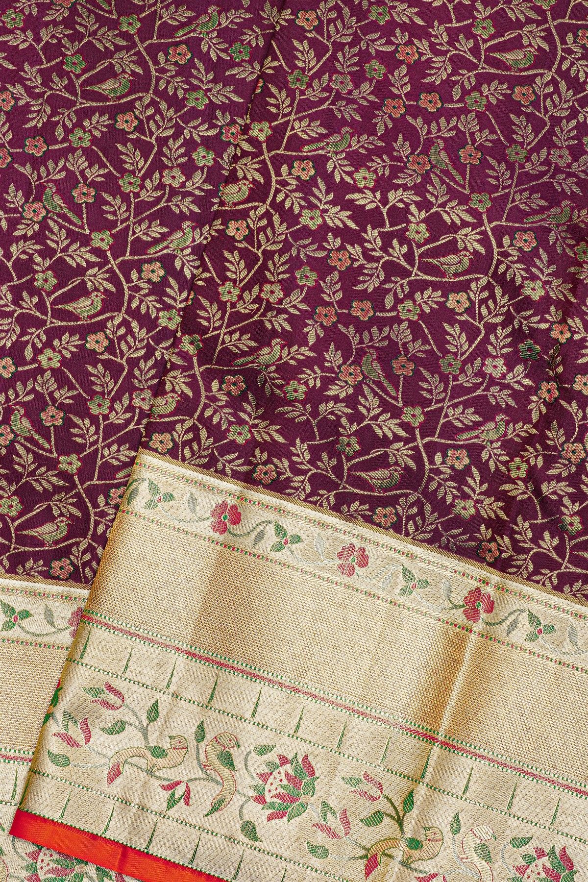 Kancheepuram Silk Meenakari Purple Saree