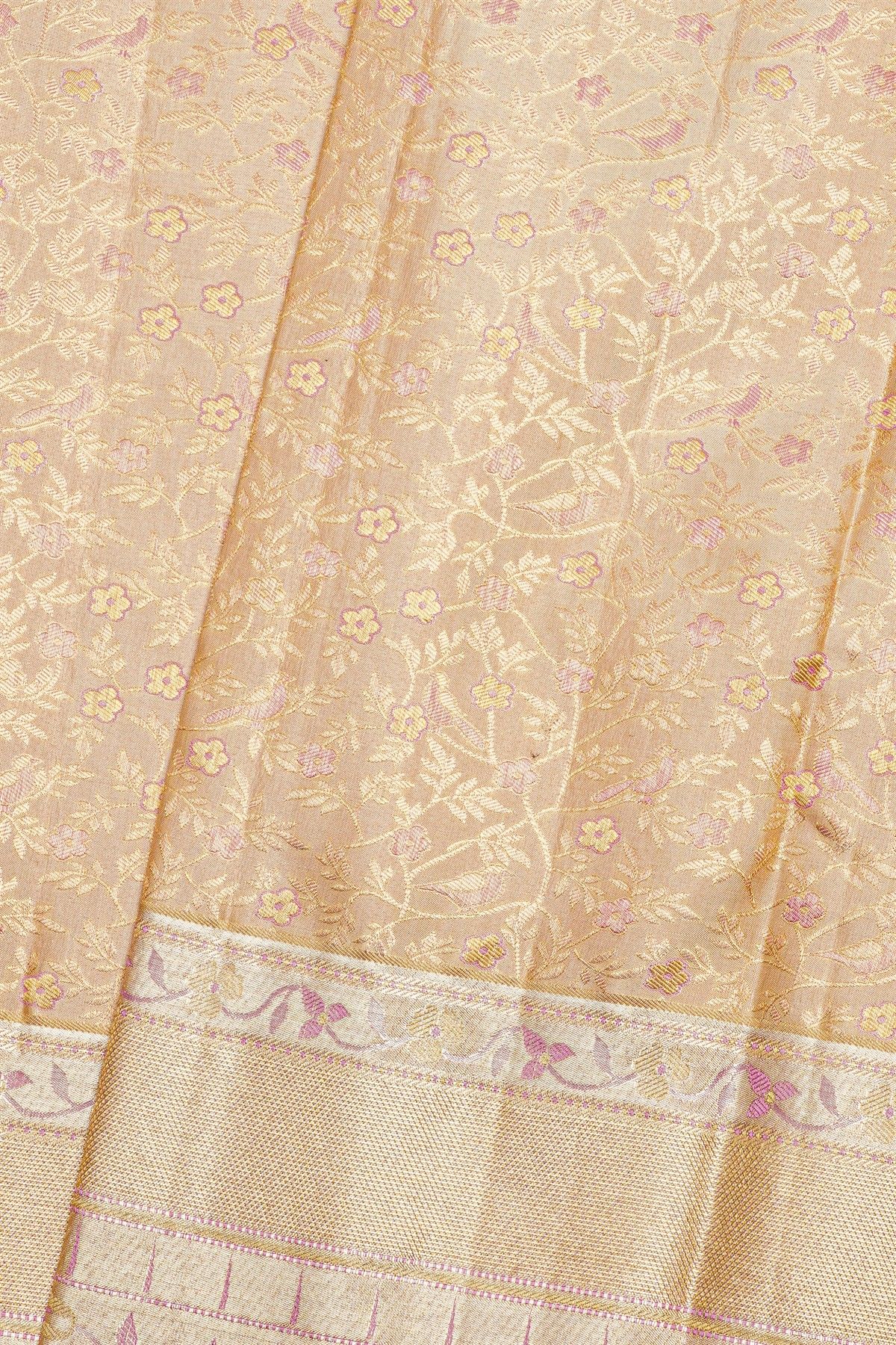 Kancheepuram Silk Meenakari Peach Saree