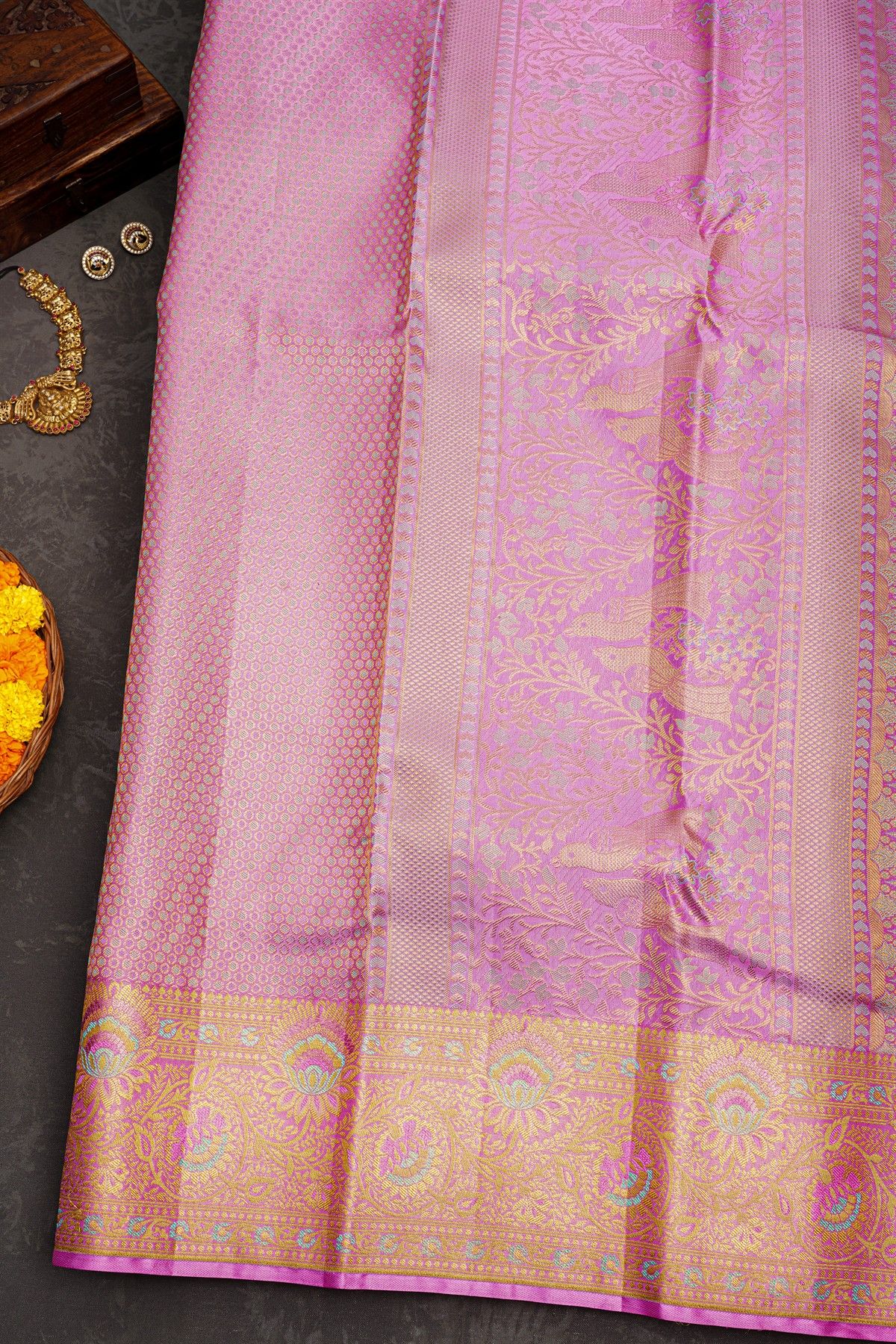 Kancheepuram Silk Baby Pink Saree