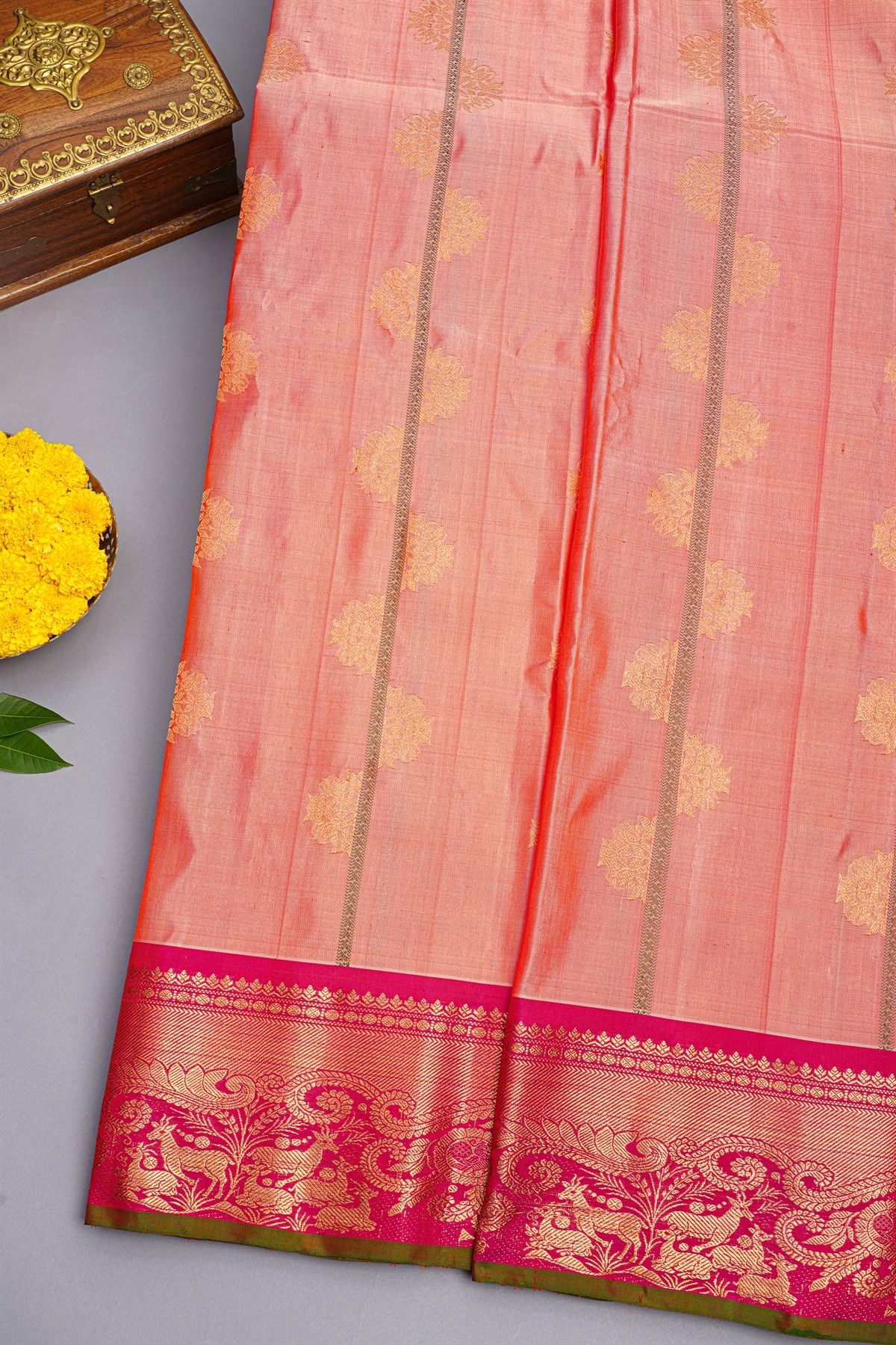 Gadwal Silk Baby Pink Saree