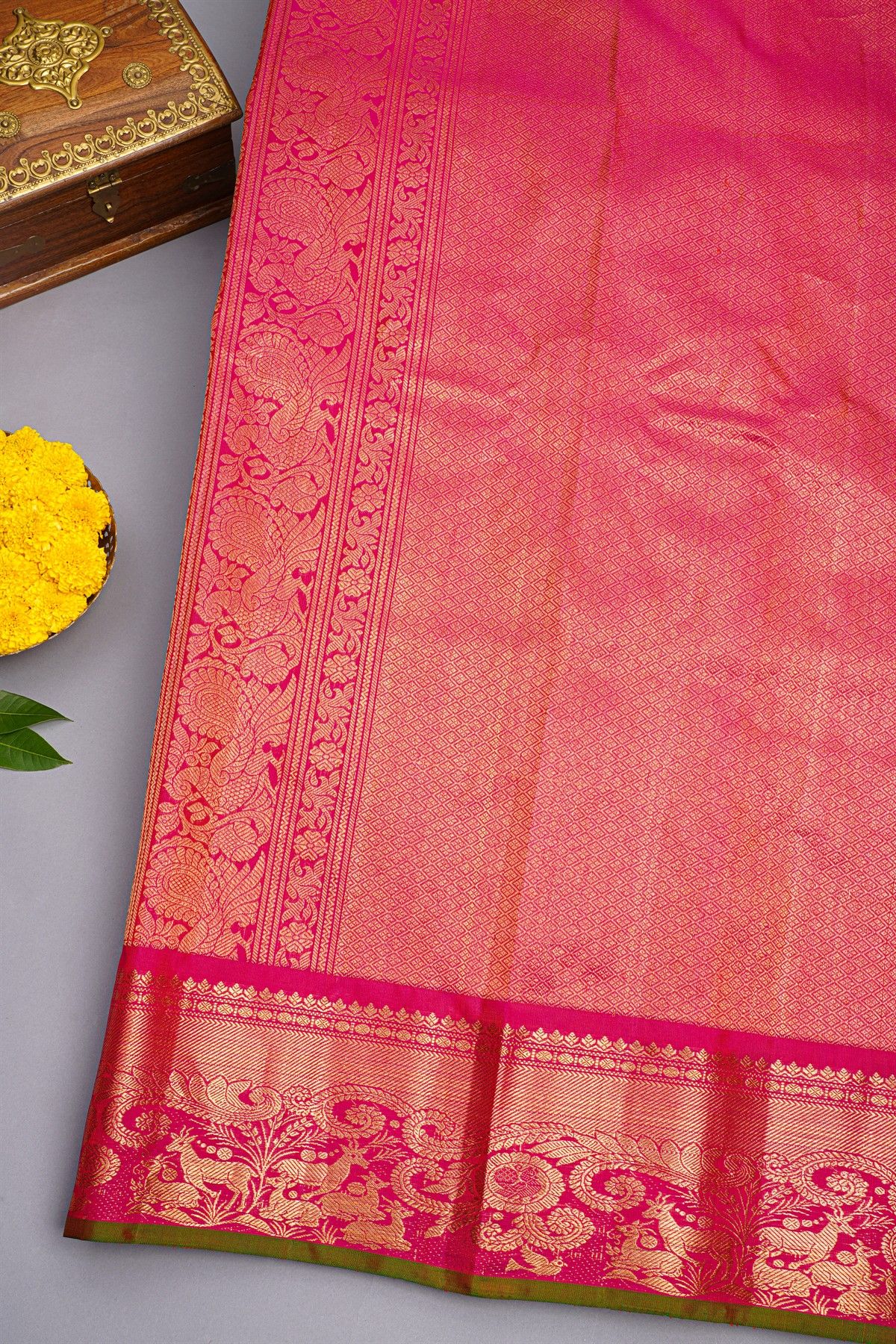 Gadwal Silk Baby Pink Saree