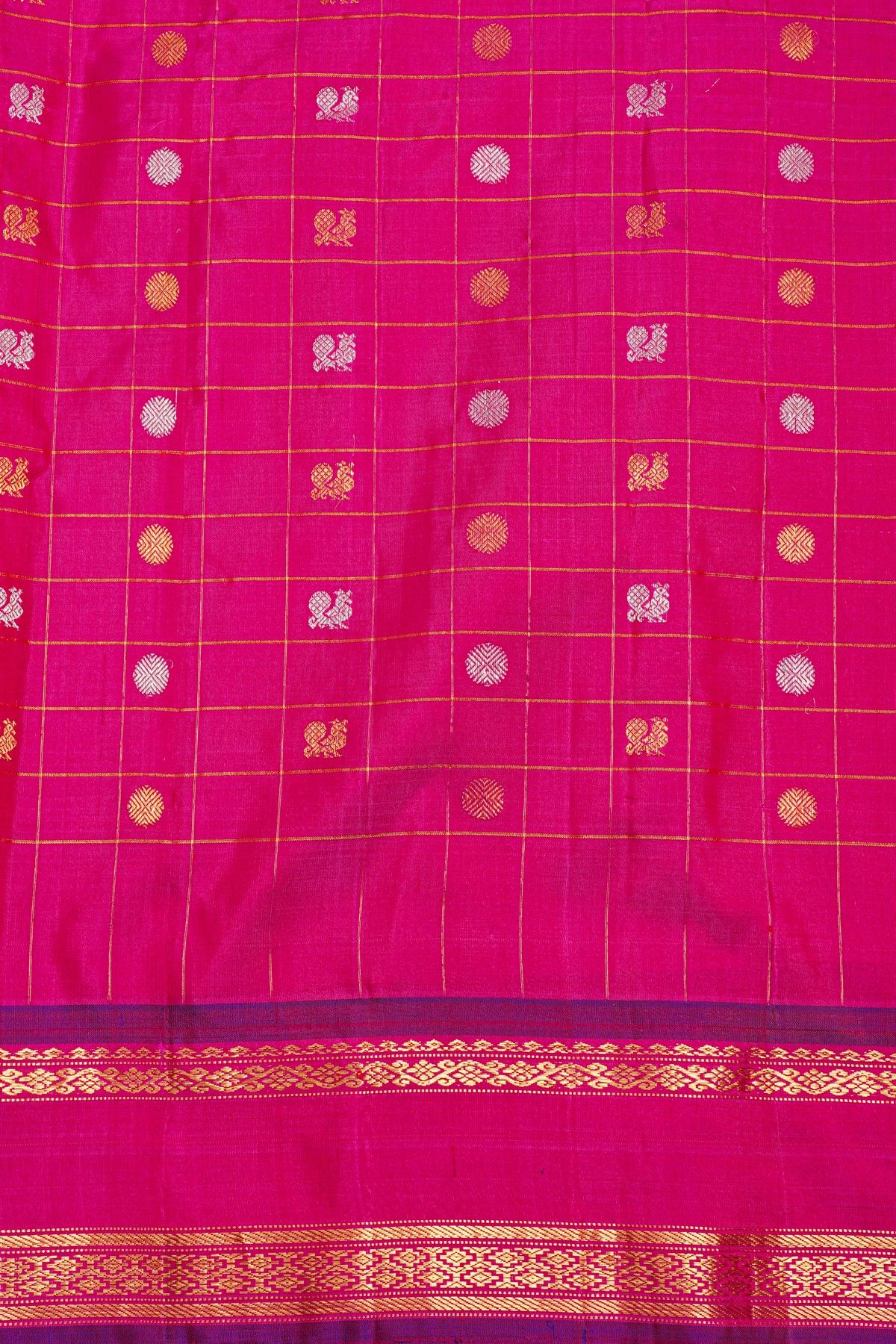 Gadwal Silk Peach Saree