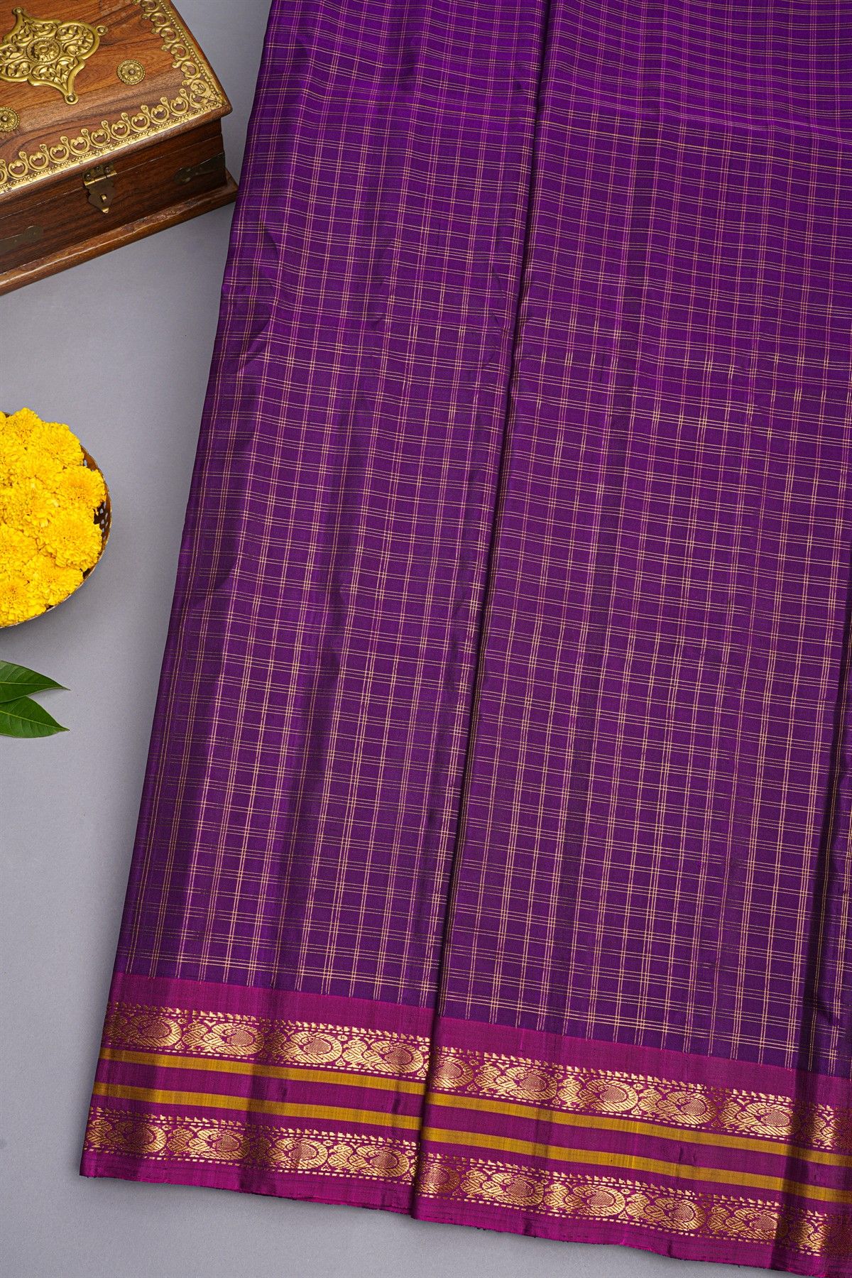 Gadwal Silk Dark Purple Saree