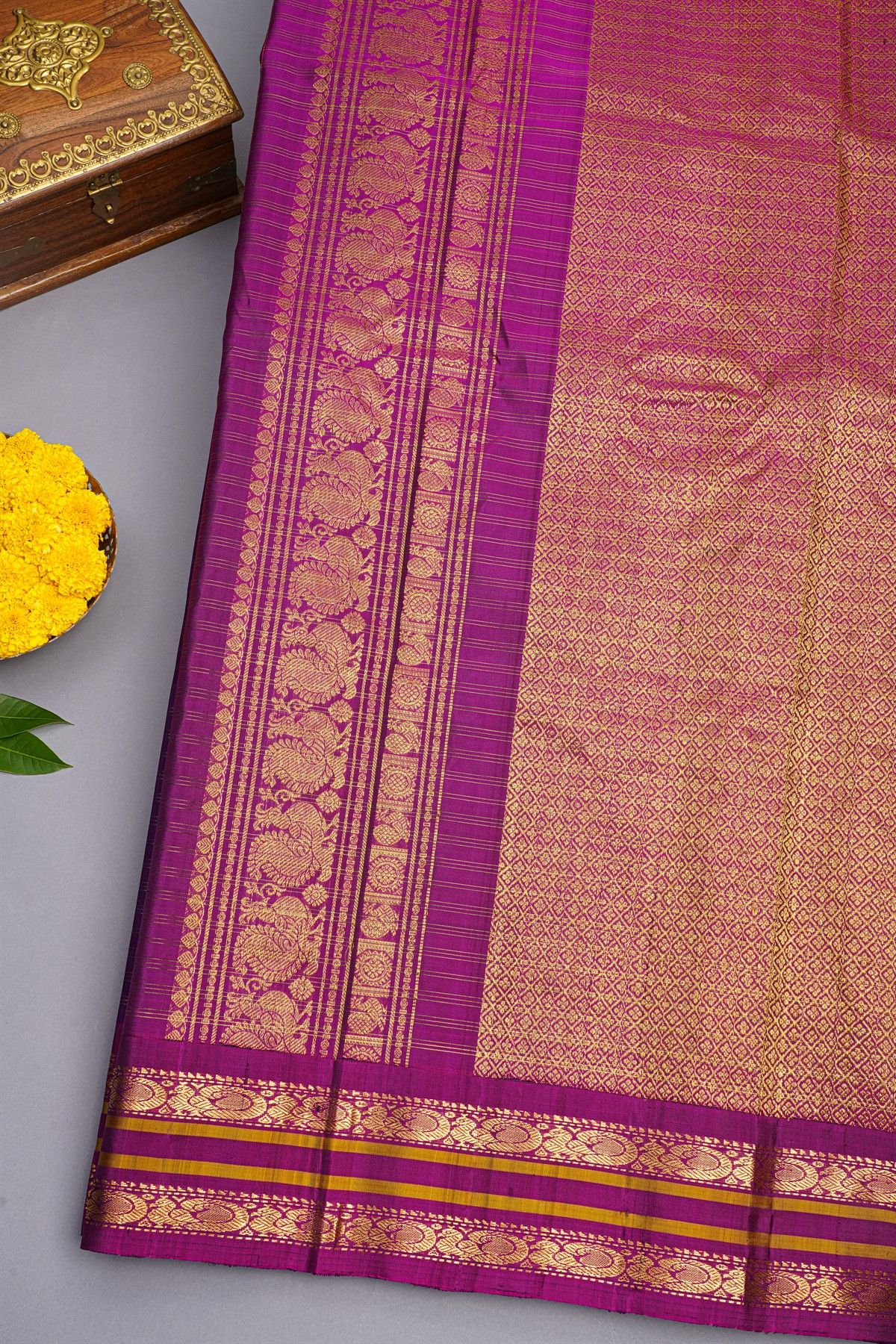Gadwal Silk Dark Purple Saree