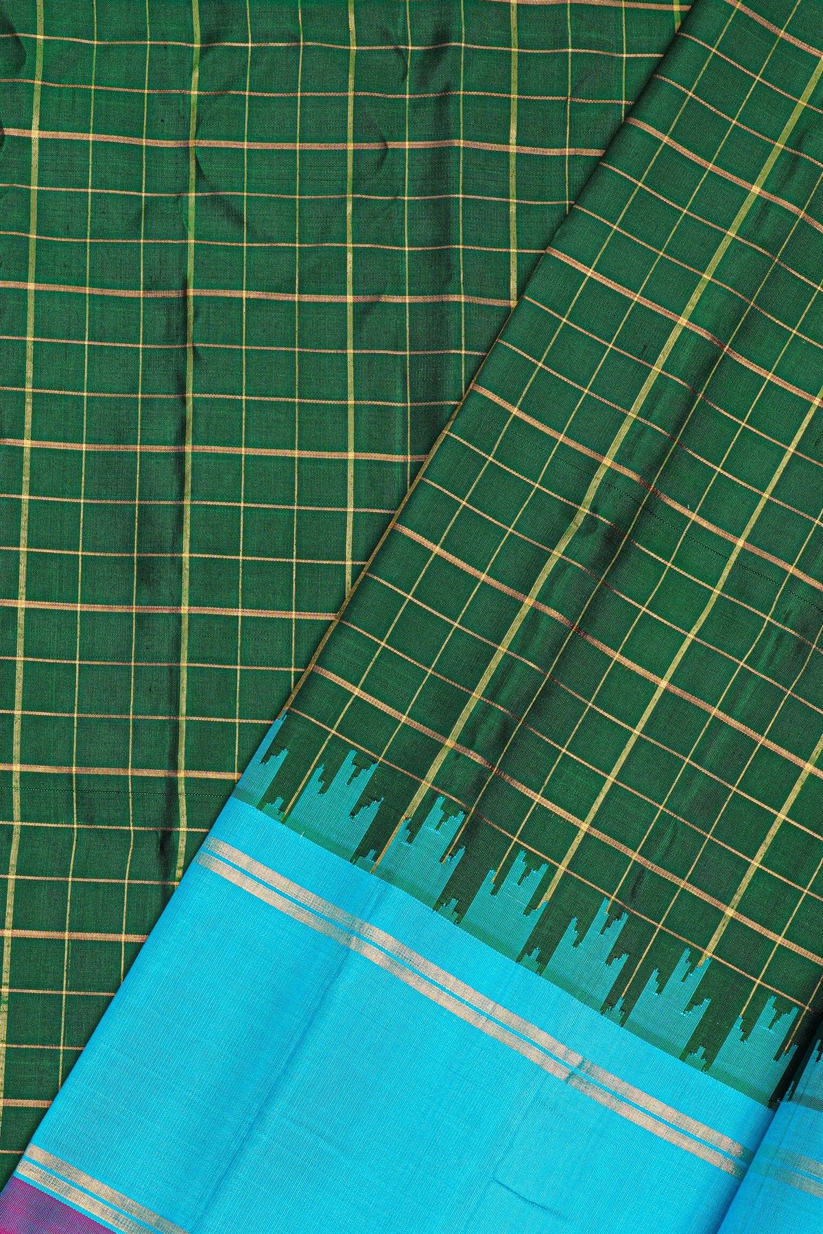 Gadwal Silk Bottle Green saree