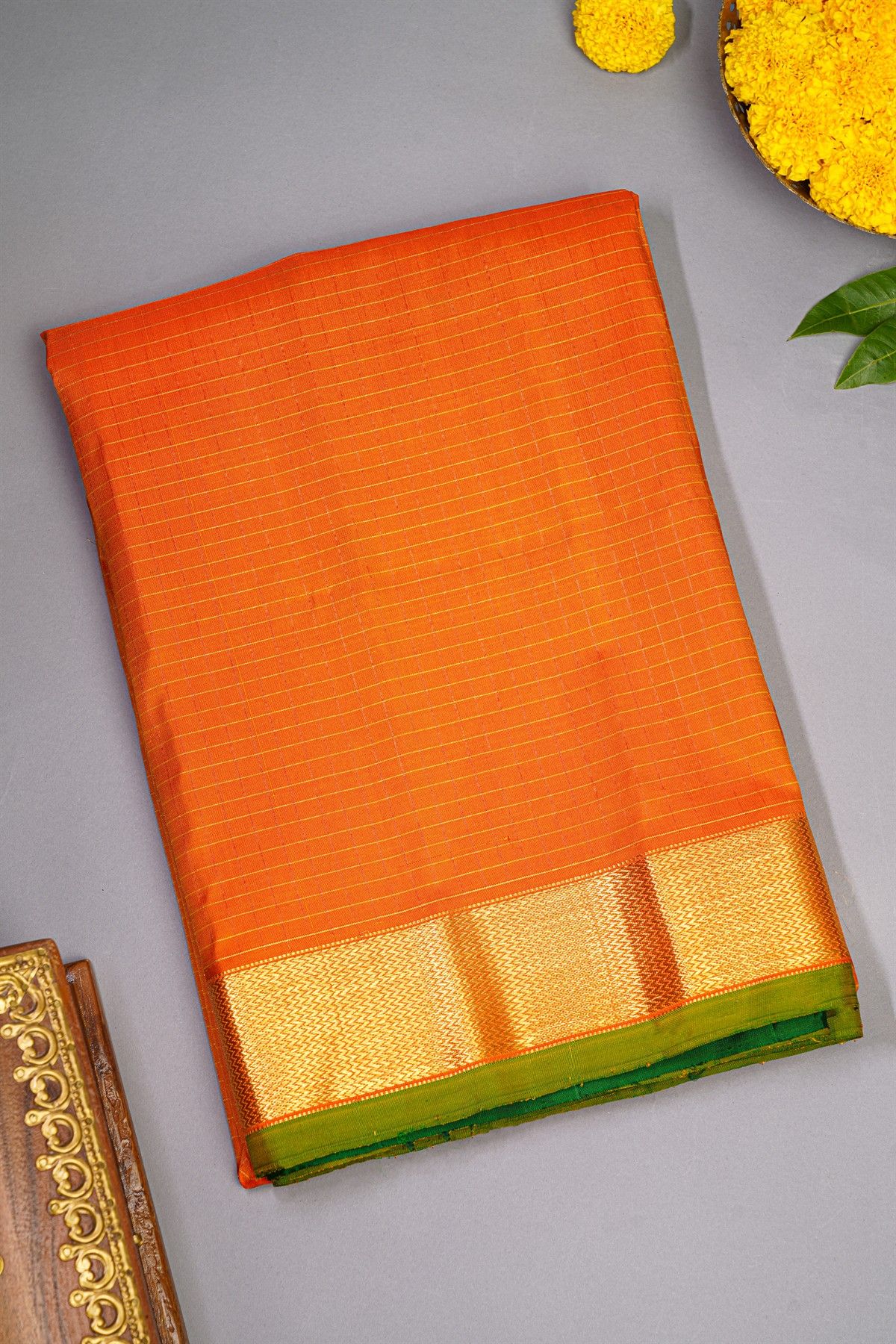 Gadwal Silk Orange saree