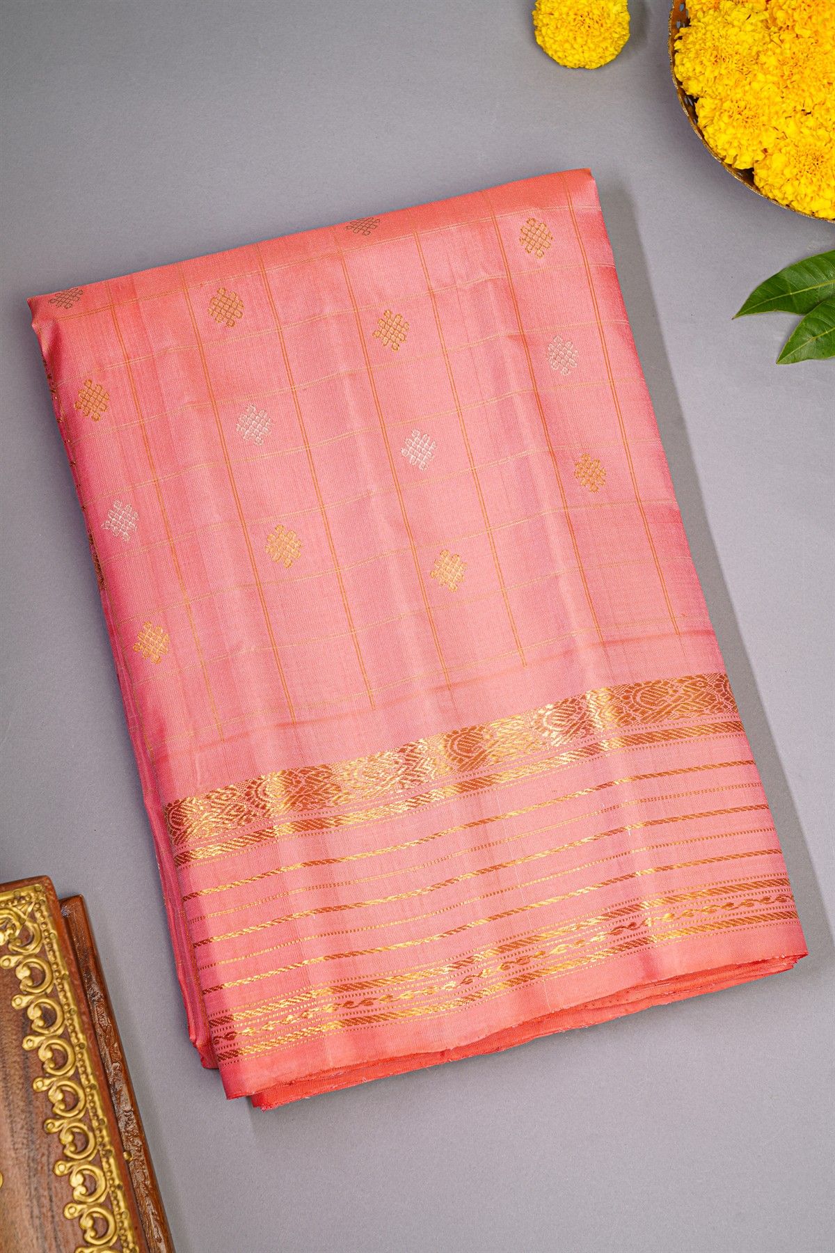 Gadwal Silk Baby Pink Saree