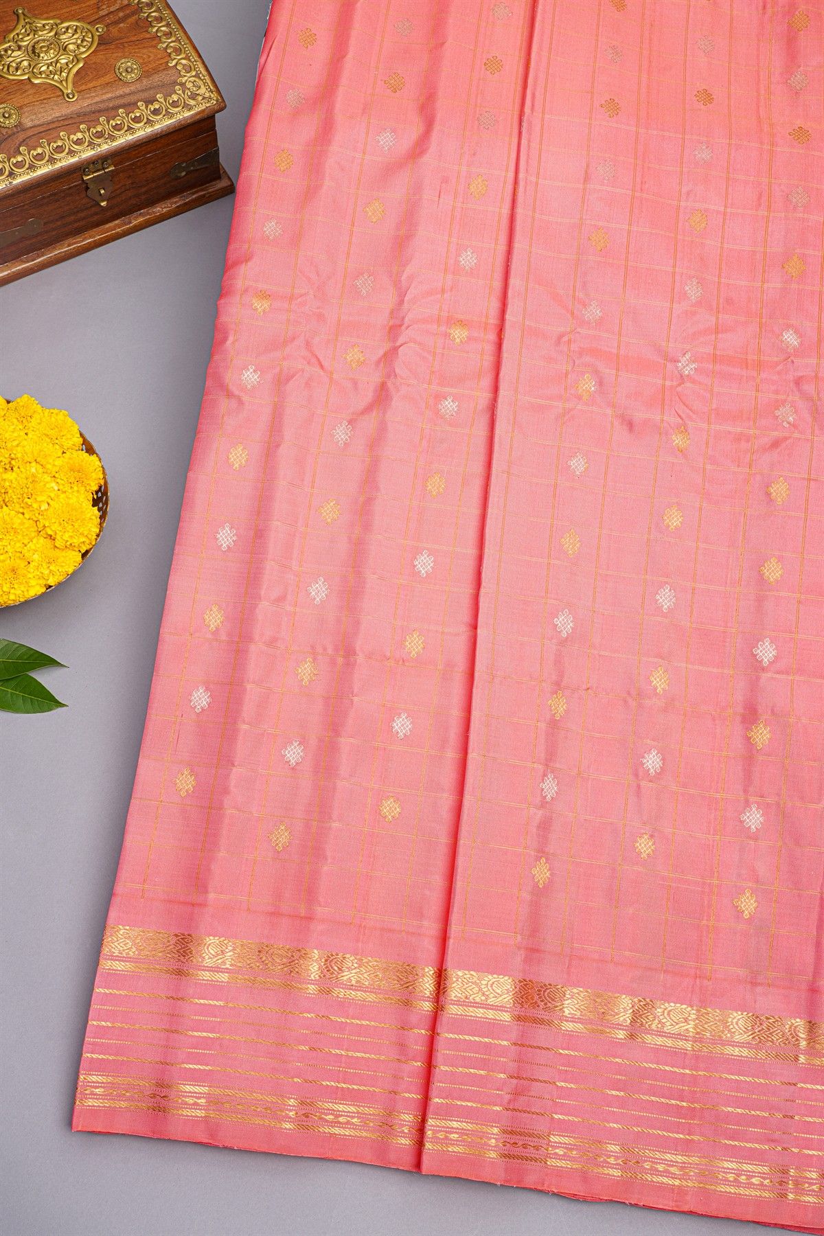 Gadwal Silk Baby Pink Saree