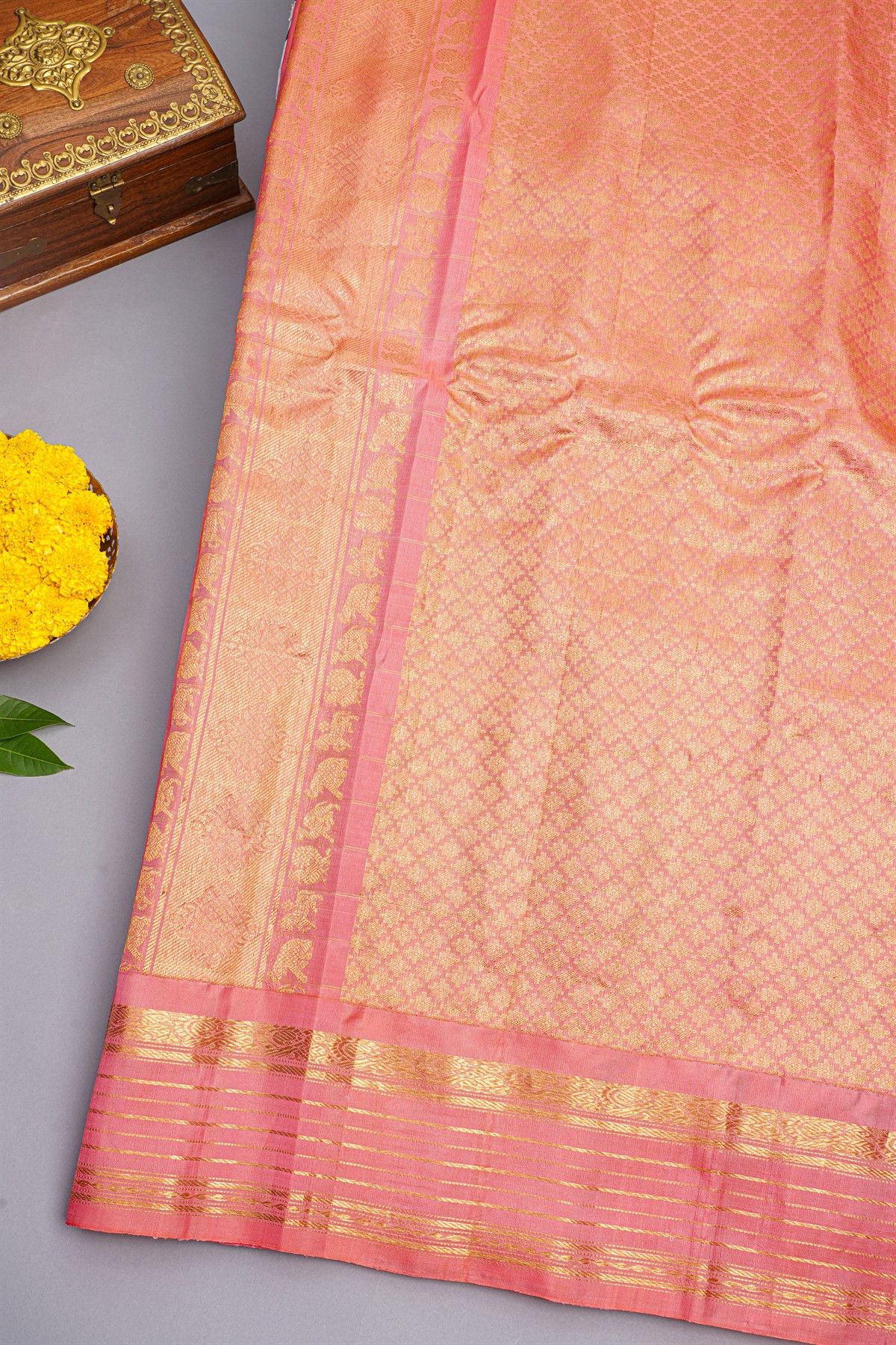 Gadwal Silk Baby Pink Saree