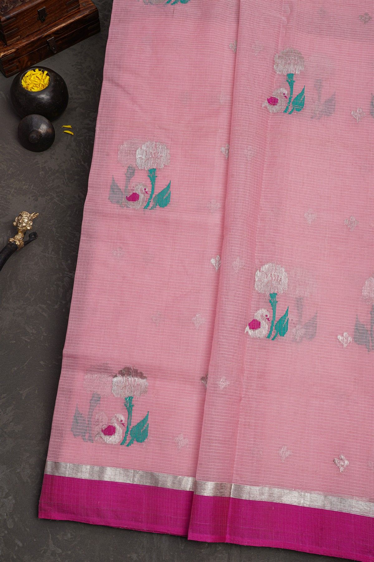 Zari Kota Baby Pink Saree