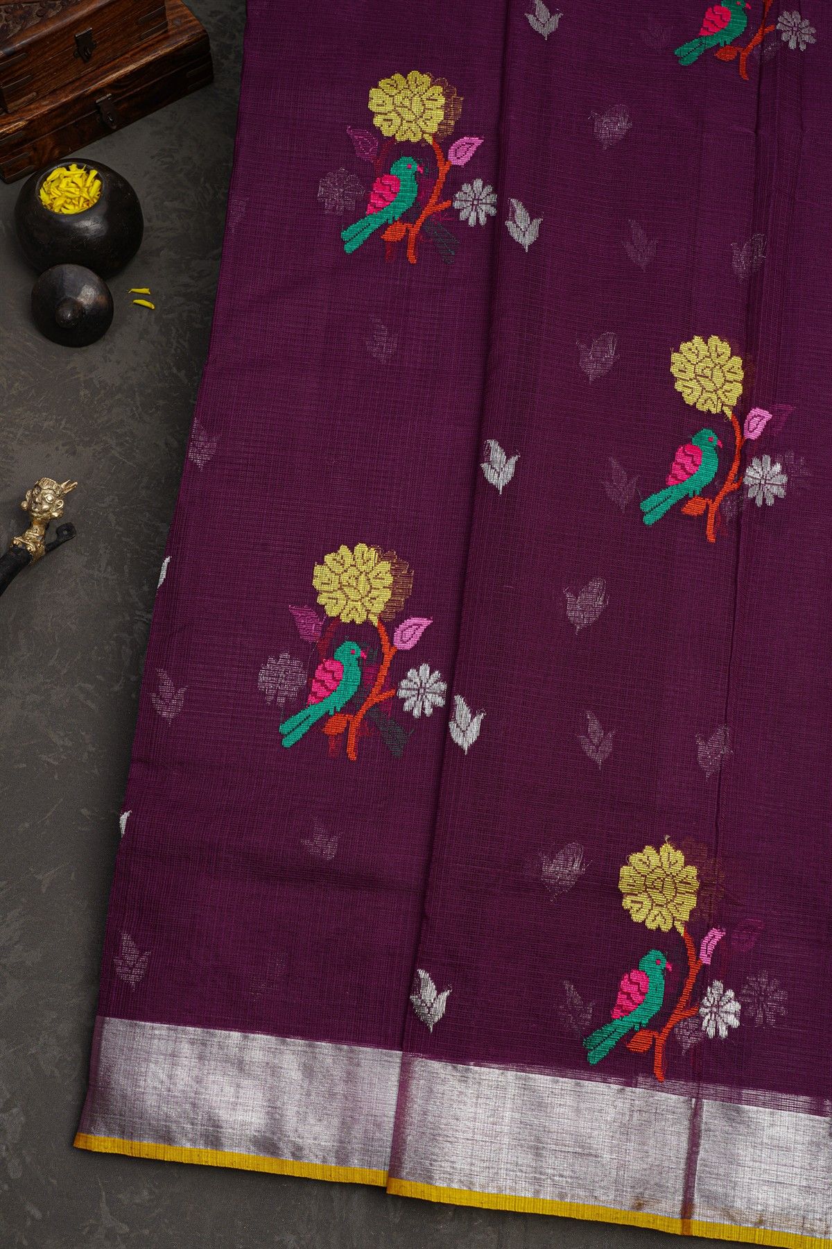 Zari Kota Wine Saree