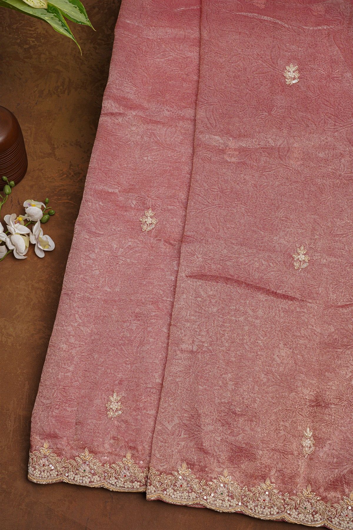 Fancy Crape Onion Pink Saree