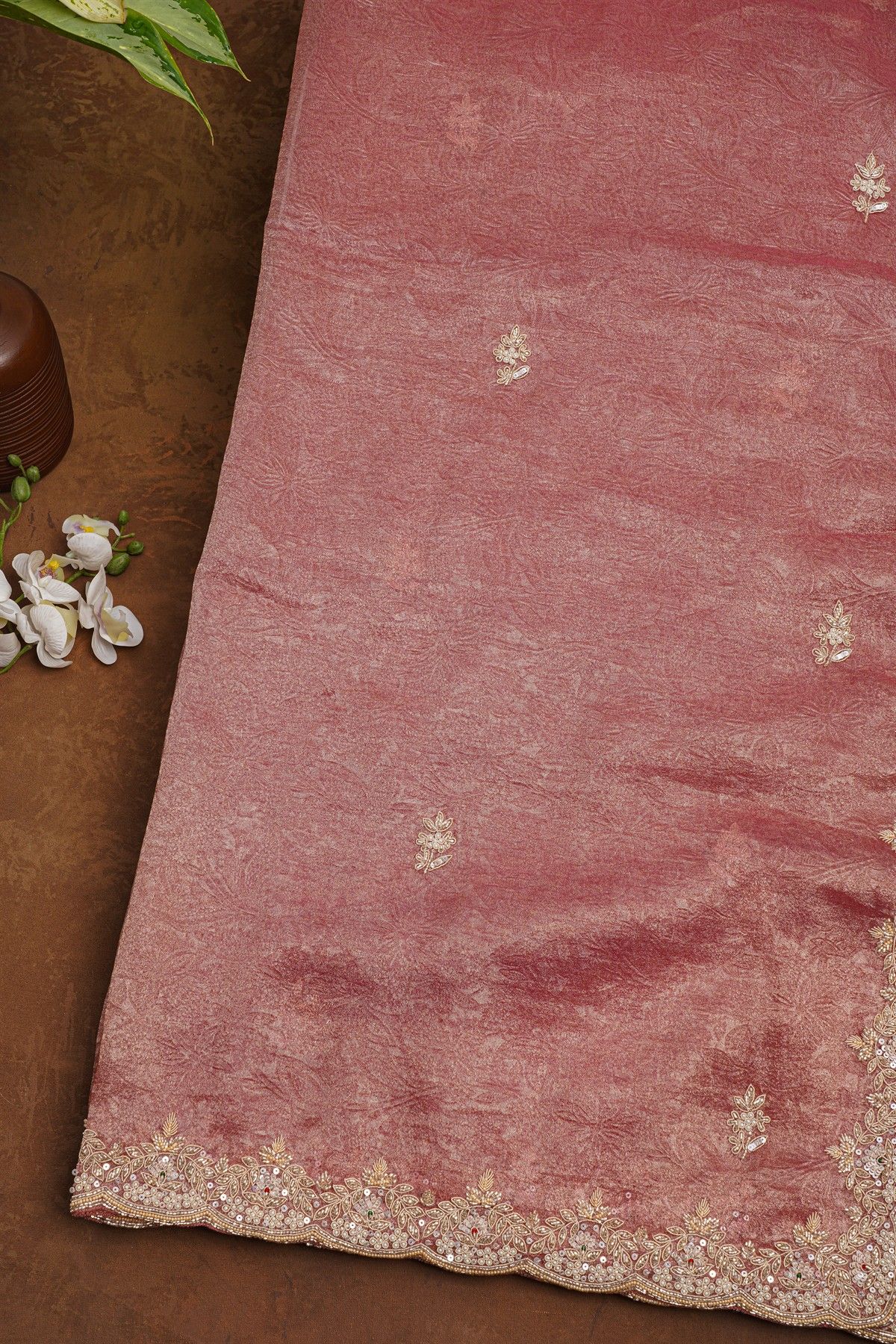 Fancy Crape Onion Pink Saree