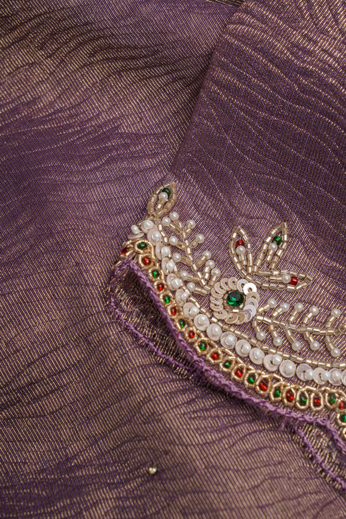 Fancy Tissue Crush Lavender Saree