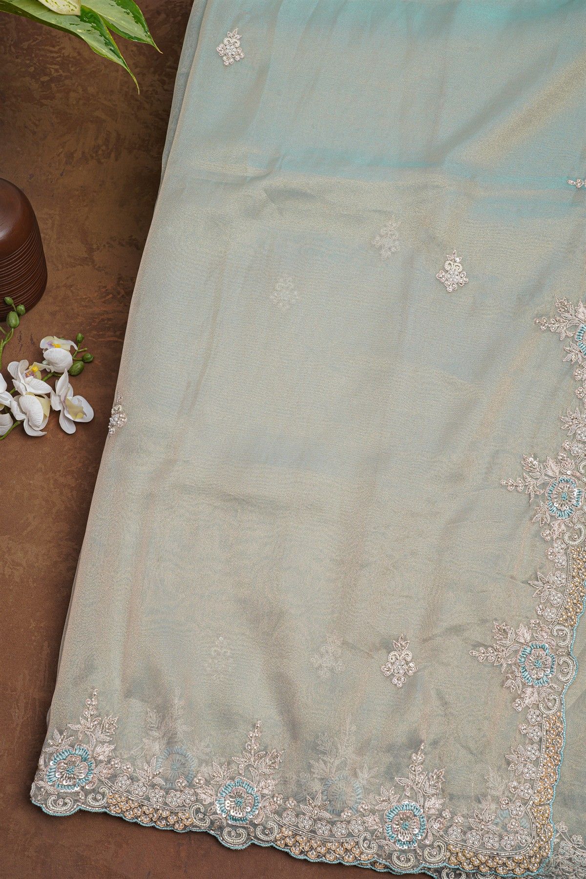 Fancy Tissue Dual Colour Saree