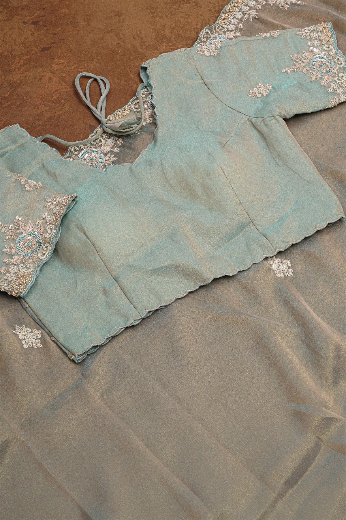 Fancy Tissue Dual Colour Saree