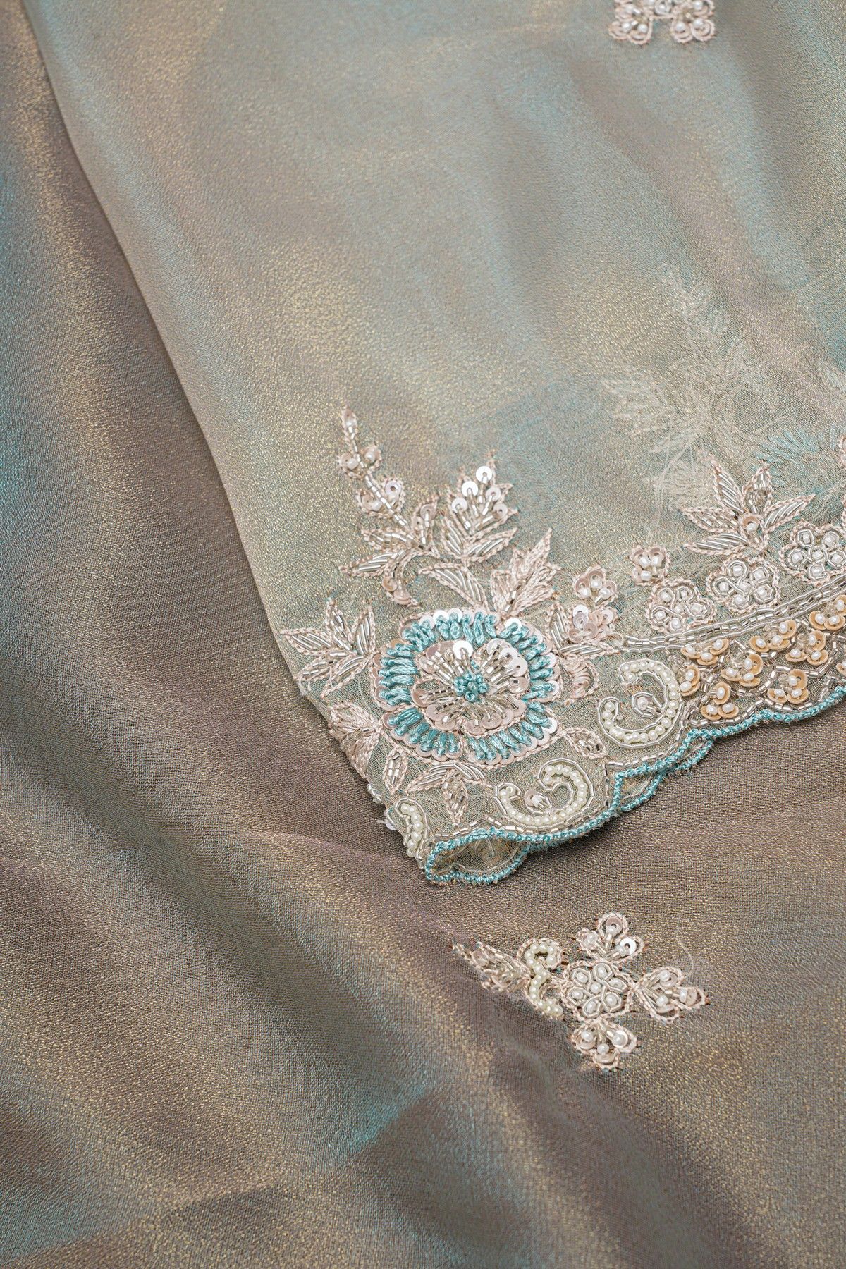 Fancy Tissue Dual Colour Saree