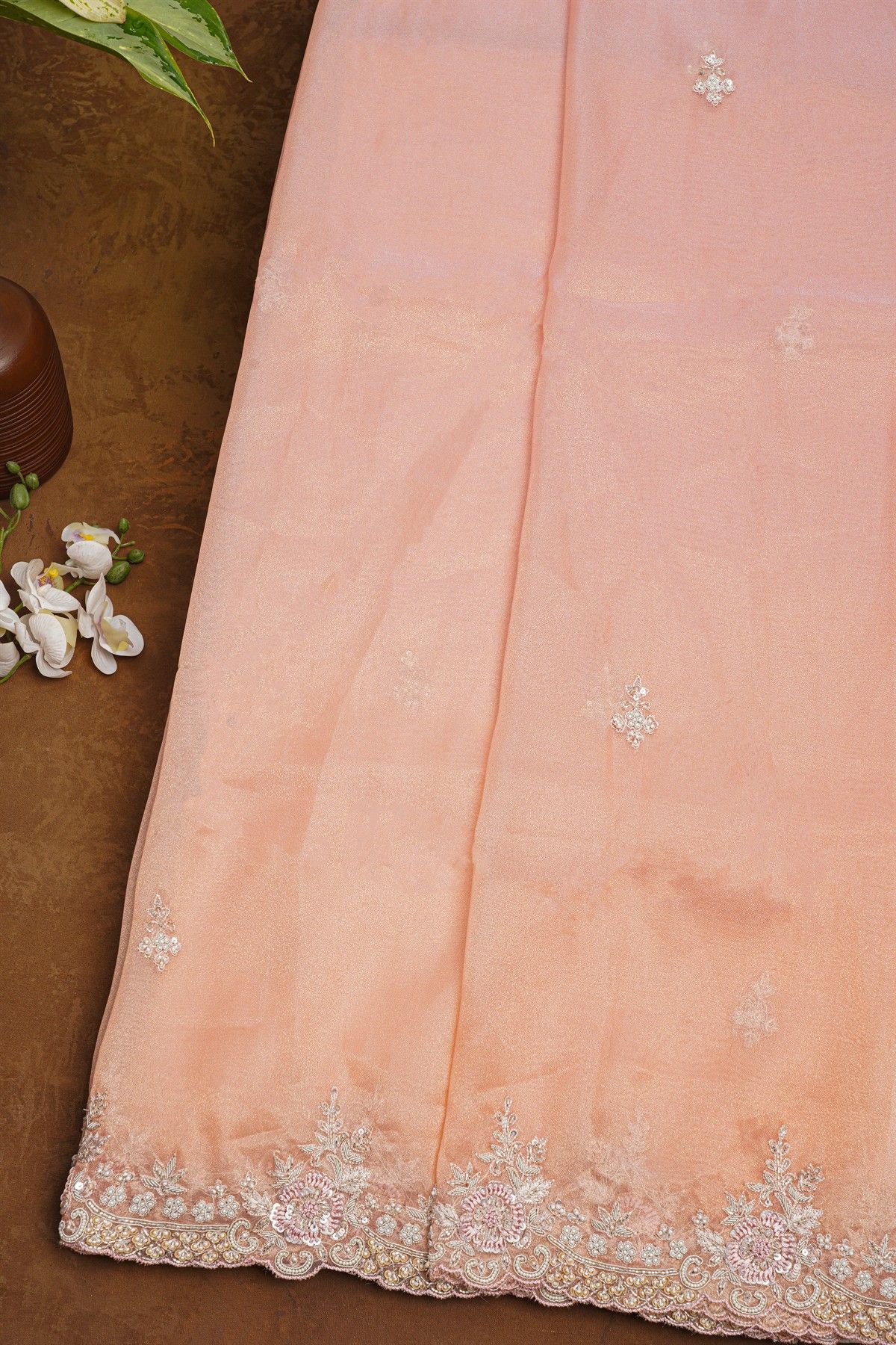 Fancy Tissue Pink Saree