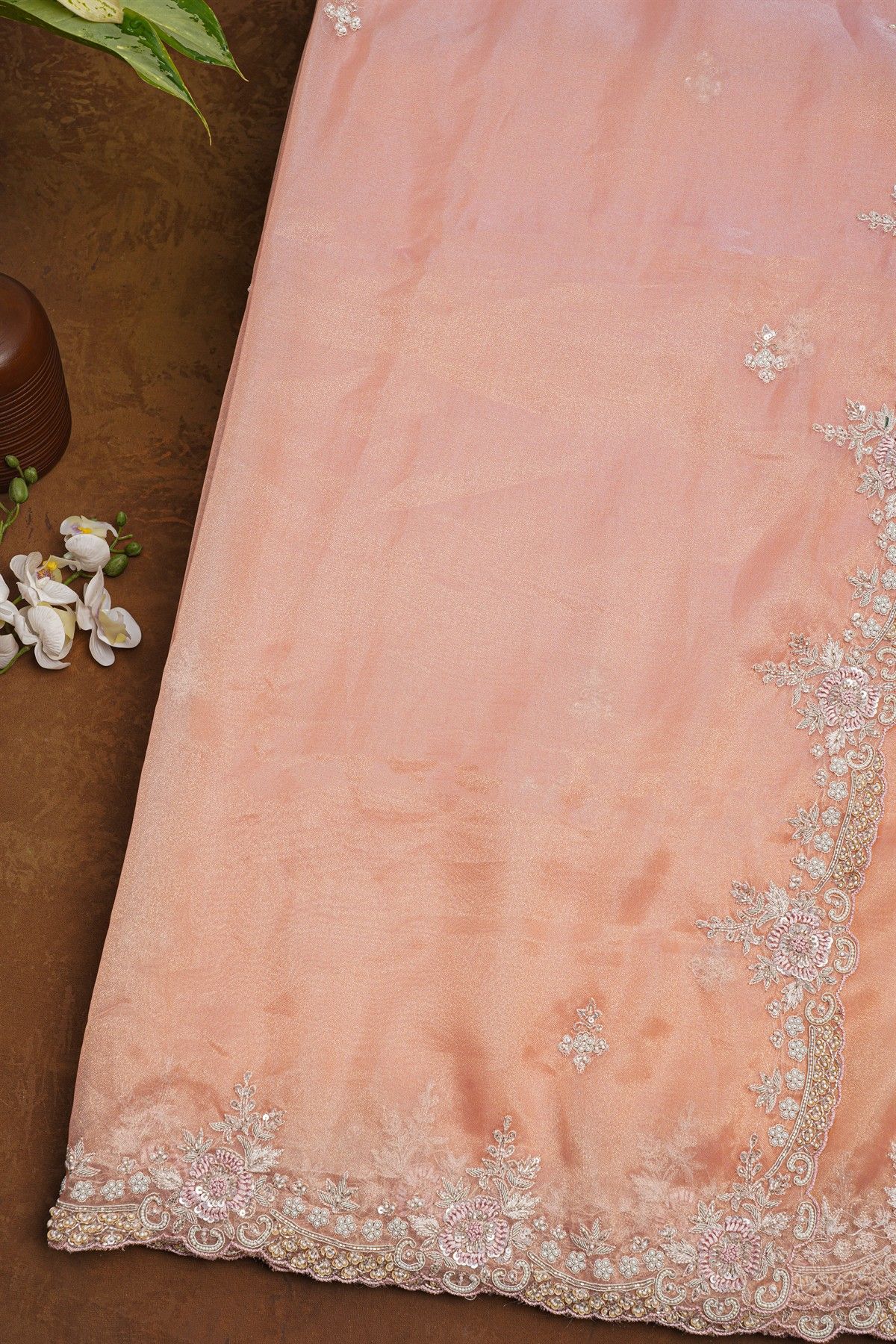 Fancy Tissue Pink Saree