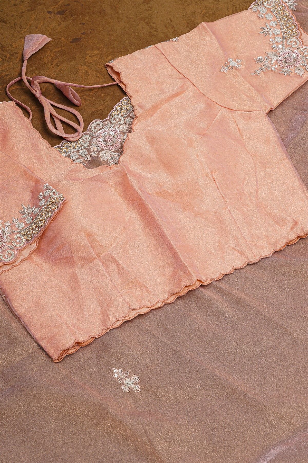 Fancy Tissue Pink Saree