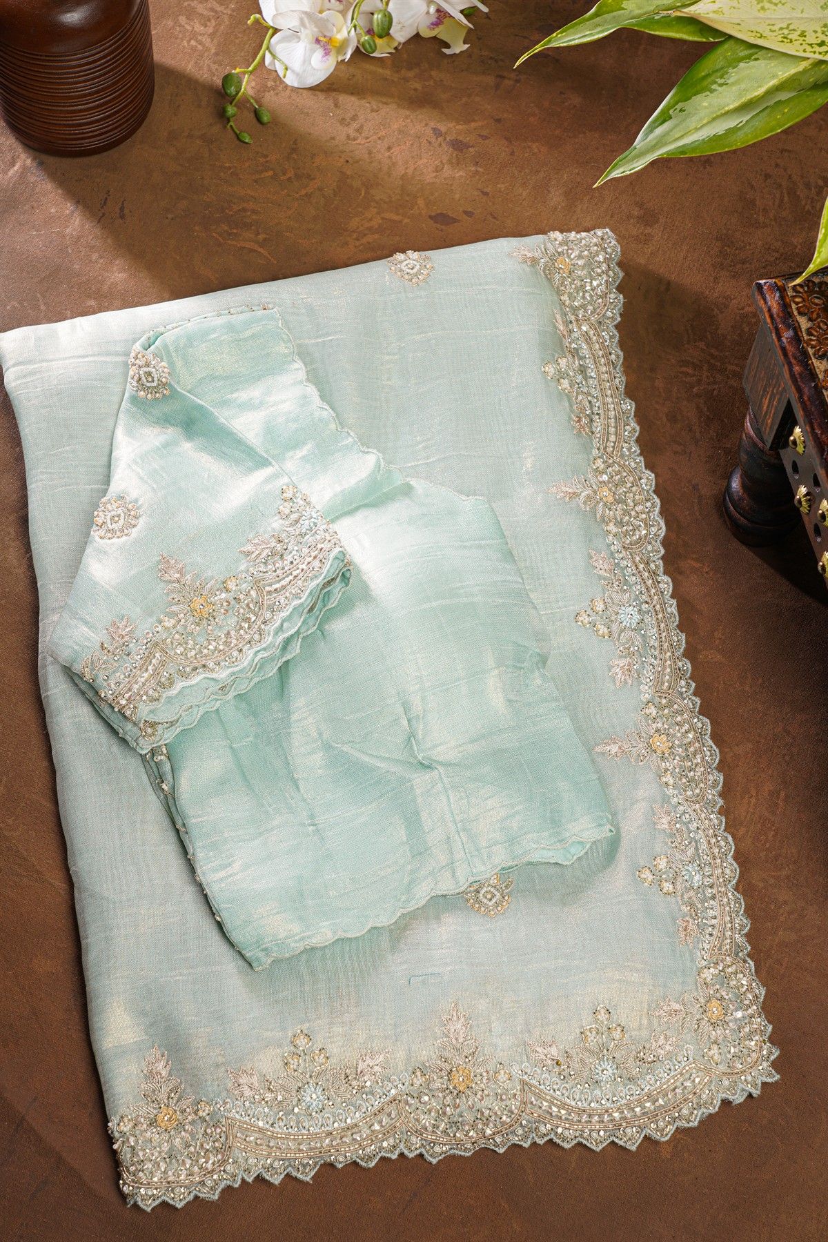 Fancy Tissue Dual Colour Saree