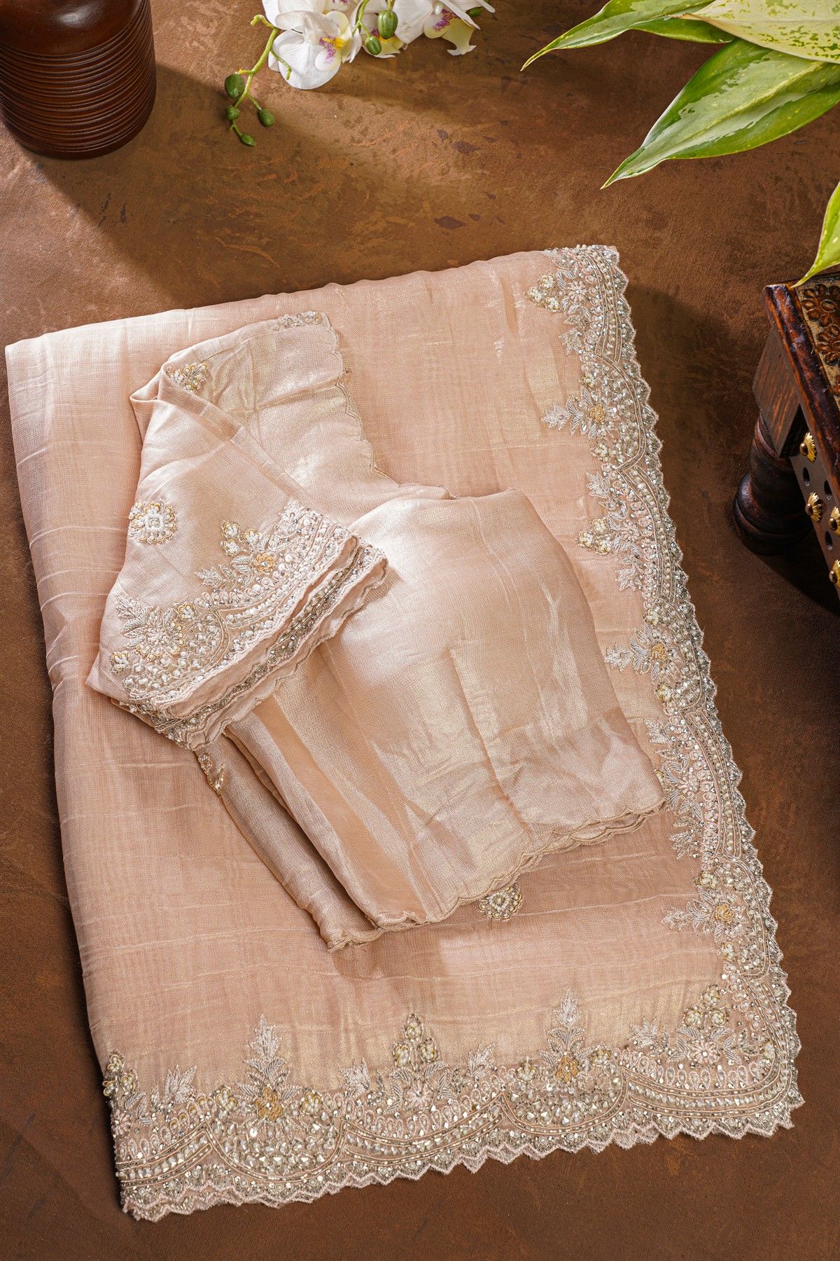 Fancy Tissue Onion Pink Saree