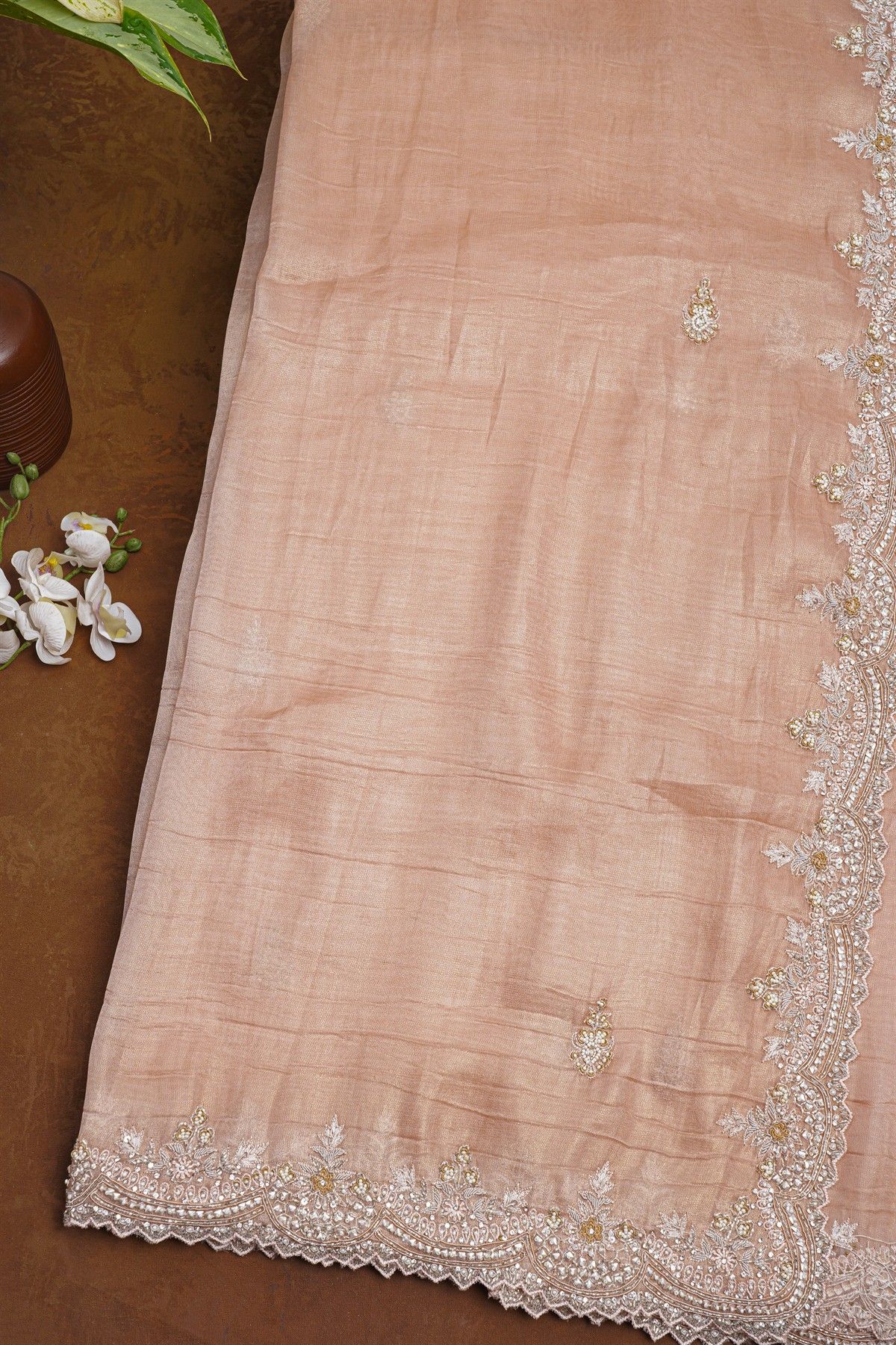 Fancy Tissue Onion Pink Saree