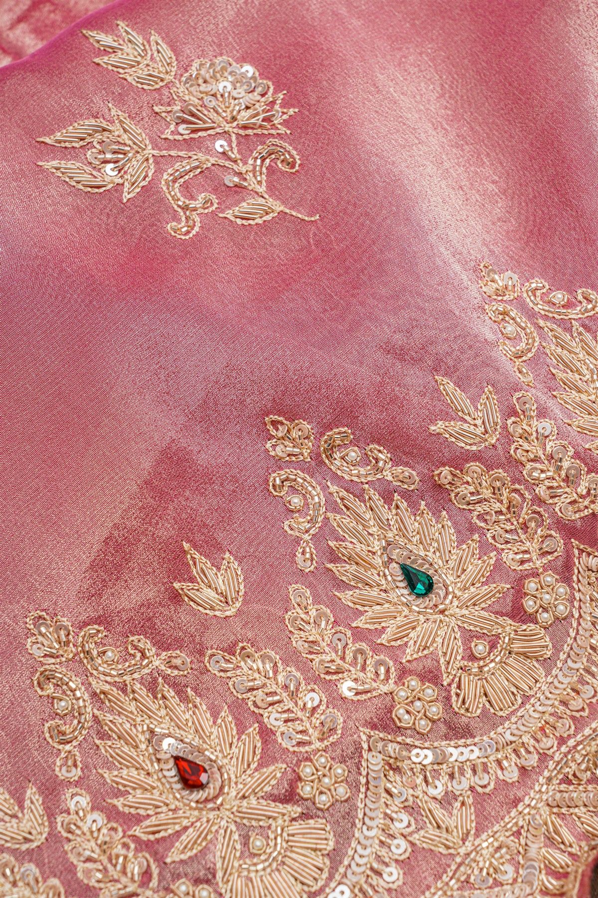 Fancy Tissue Pink Saree