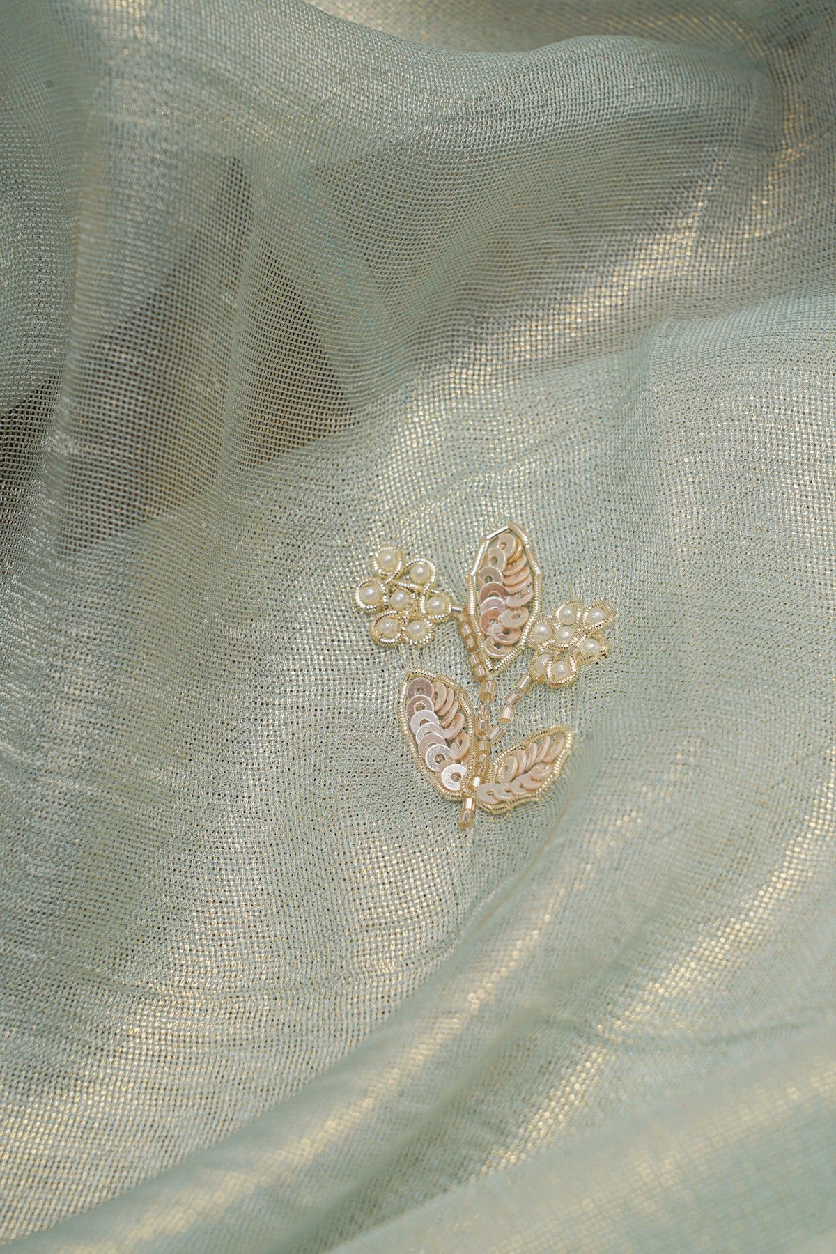 Fancy Tissue Ice Blue Saree