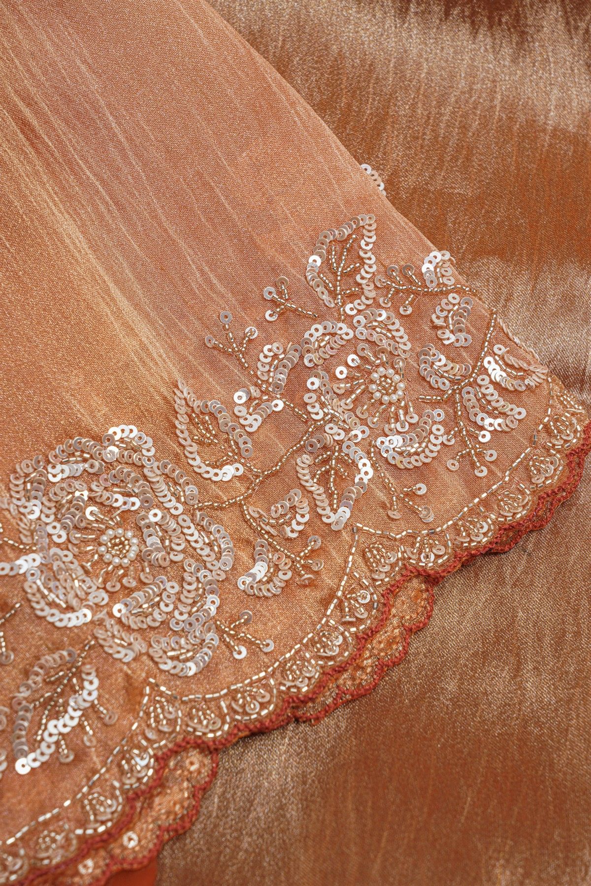 Fancy Tissue Orange Saree