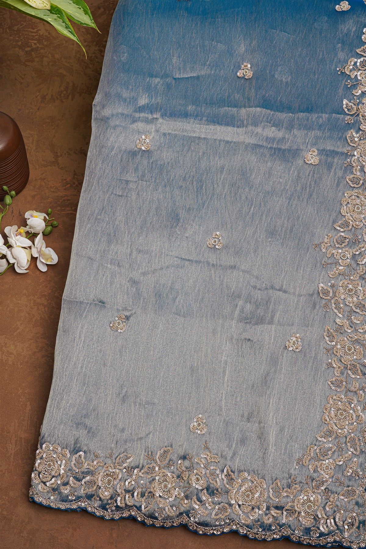 Fancy Tissue Dual Colour Saree