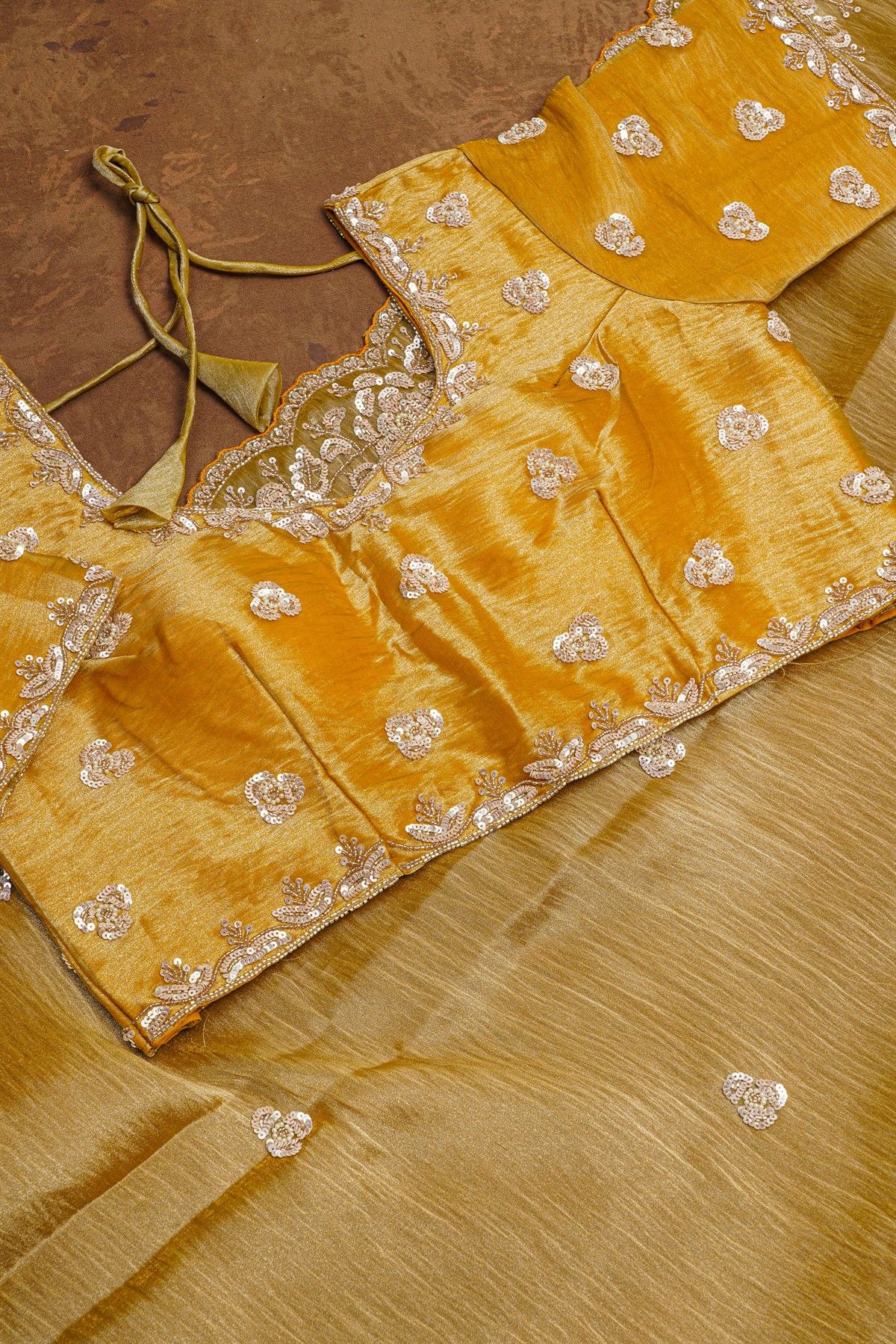 Fancy Tissue Yellow Saree