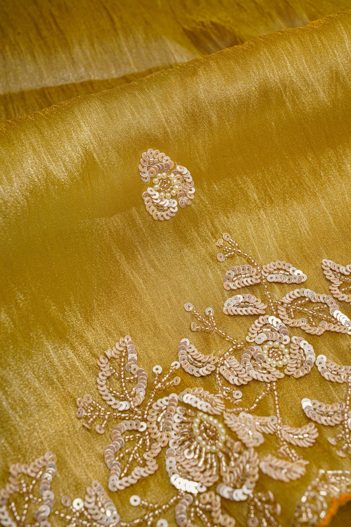 Fancy Tissue Yellow Saree