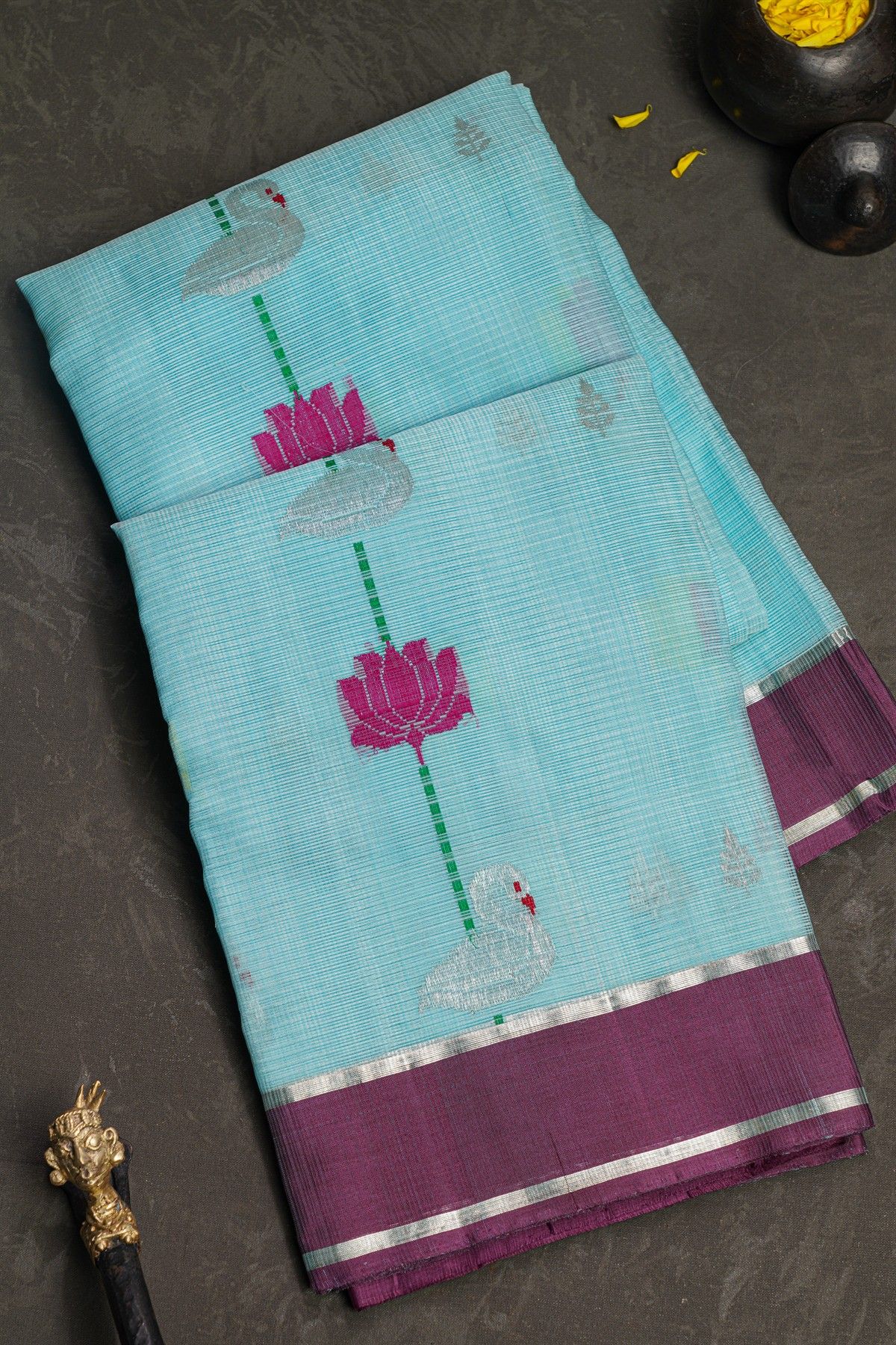 Zari Kota Silk Sky Blue Saree