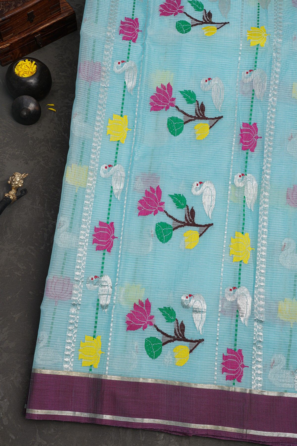 Zari Kota Silk Sky Blue Saree