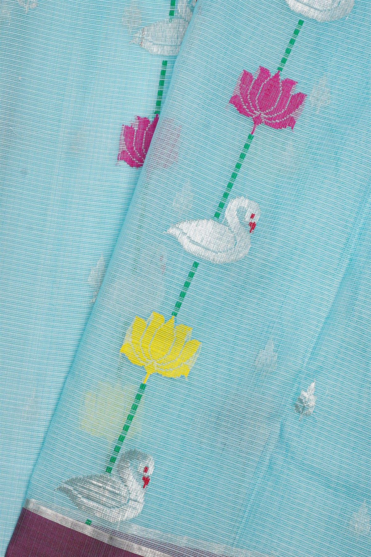 Zari Kota Silk Sky Blue Saree