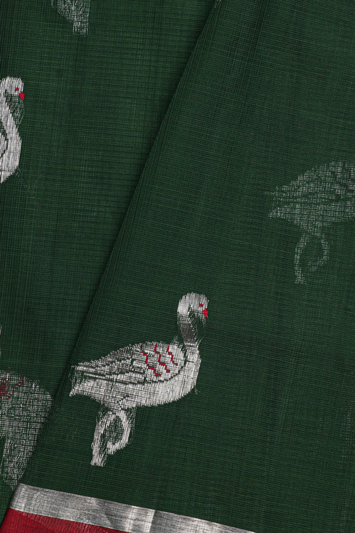 Zari Kota Bottle Green Saree